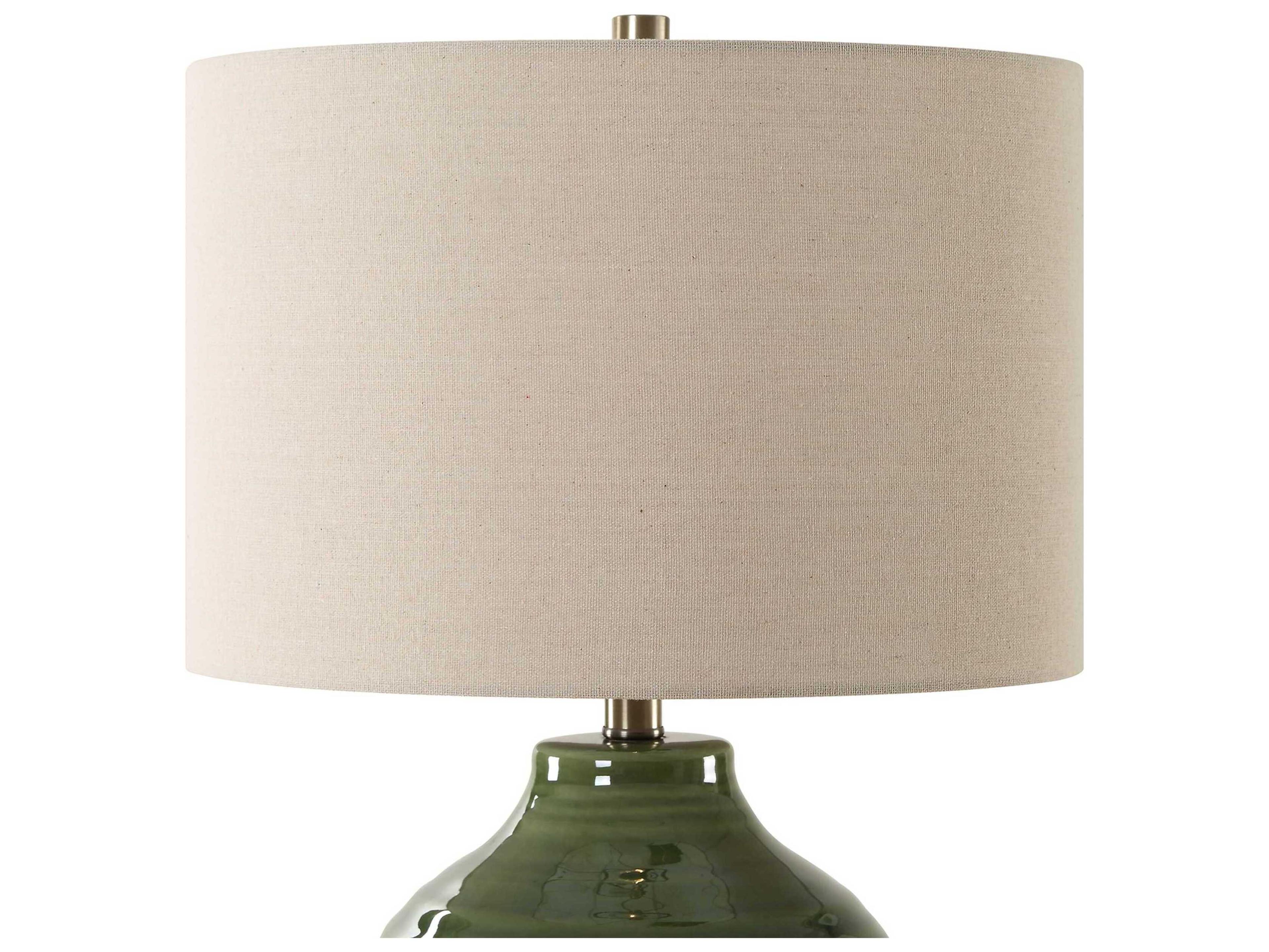Luxecor Illumination Moss Green Round Hardback Shade Table Lamp