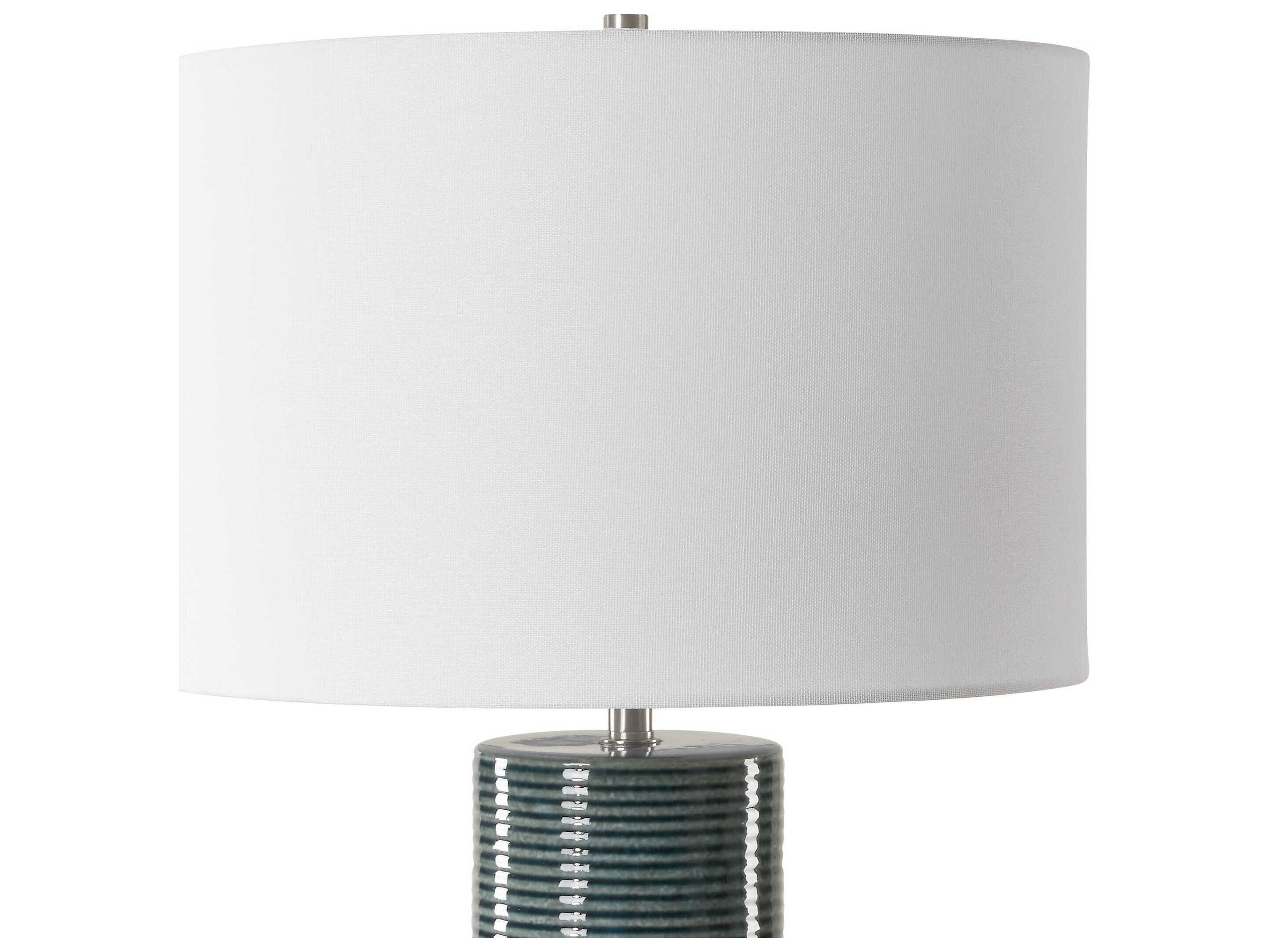 Luxecor Illumination Teal Round Hardback Shade Blue Buffet Lamp