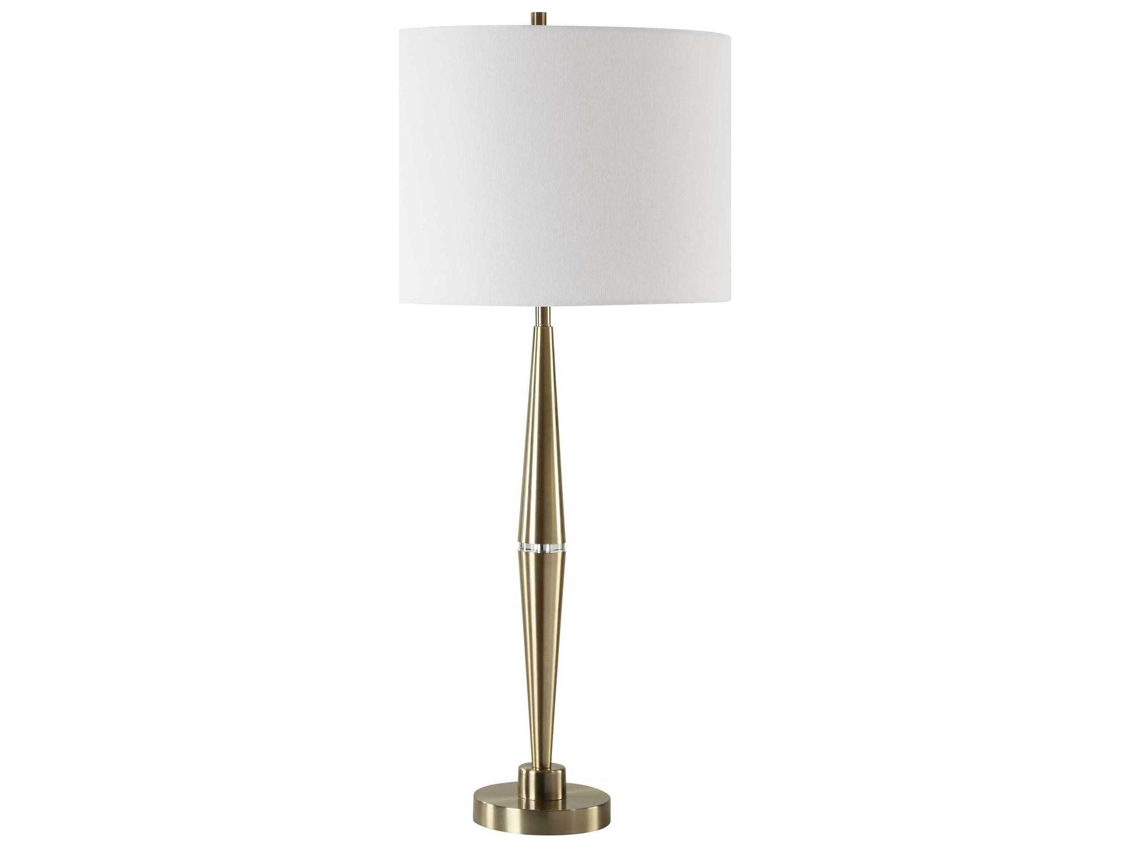 Luxecor Illumination Antique Brass Round Drum Hardback Buffet Lamp