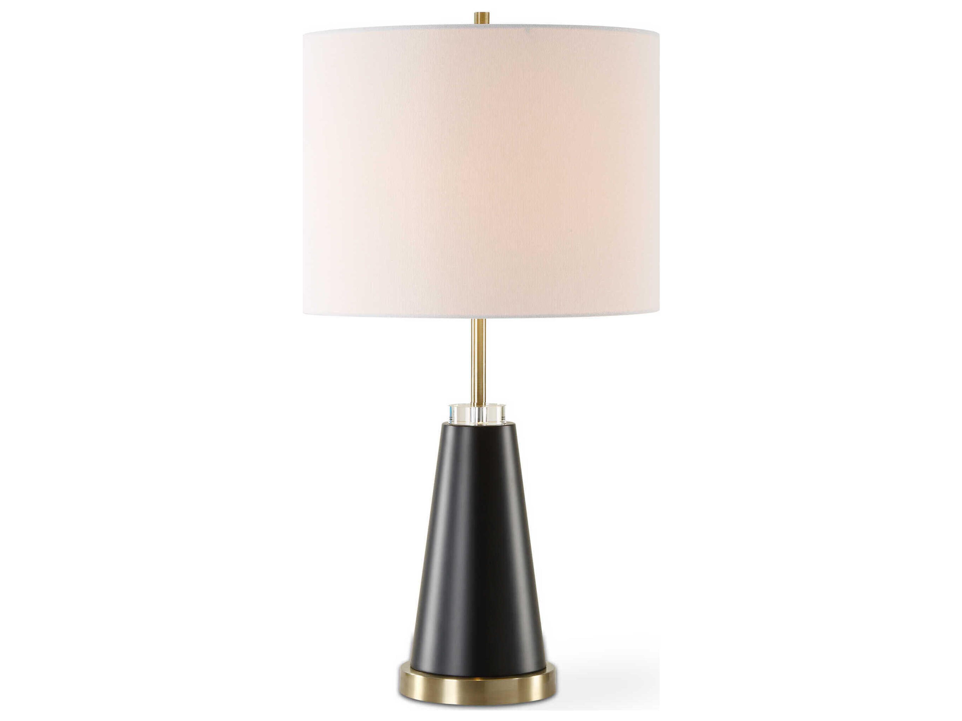 Luxecor Illumination Antique Brass Black Round Drum Hardback Buffet Lamp