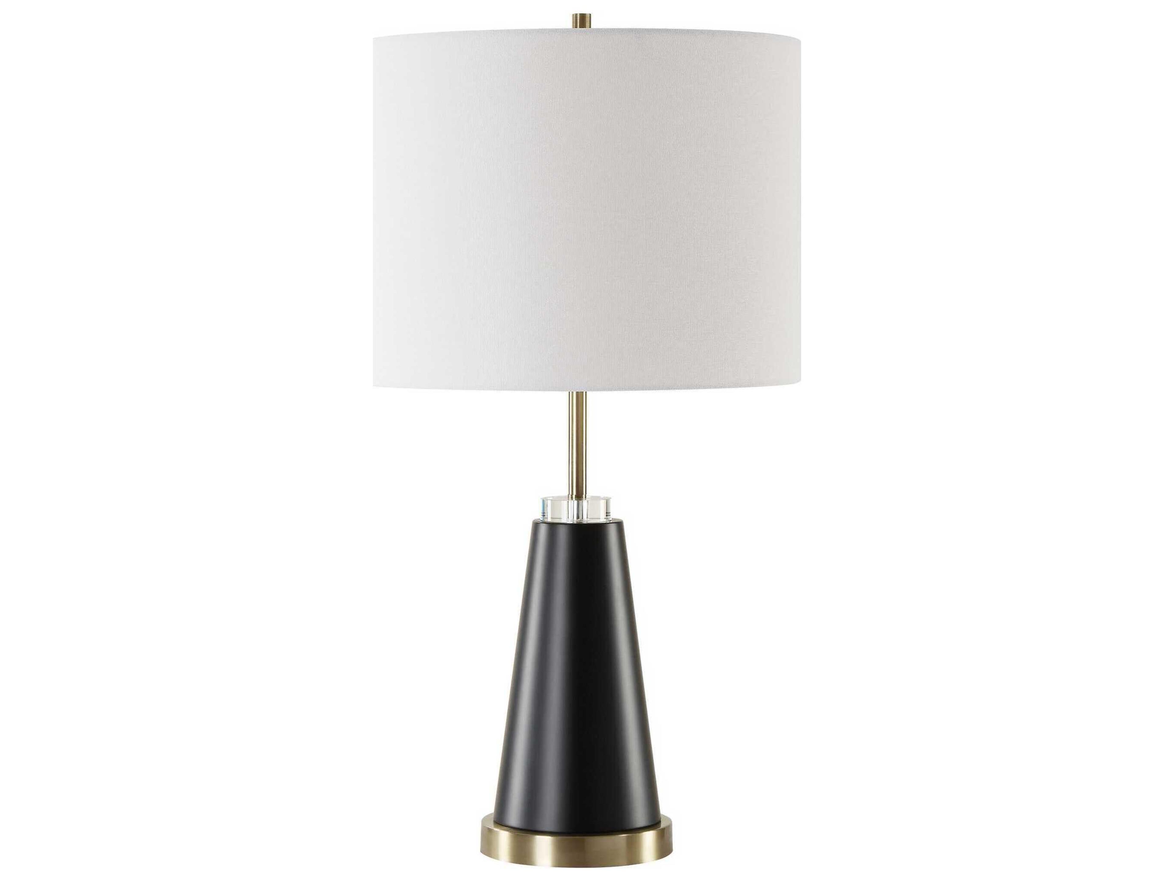 Luxecor Illumination Antique Brass Black Round Drum Hardback Buffet Lamp