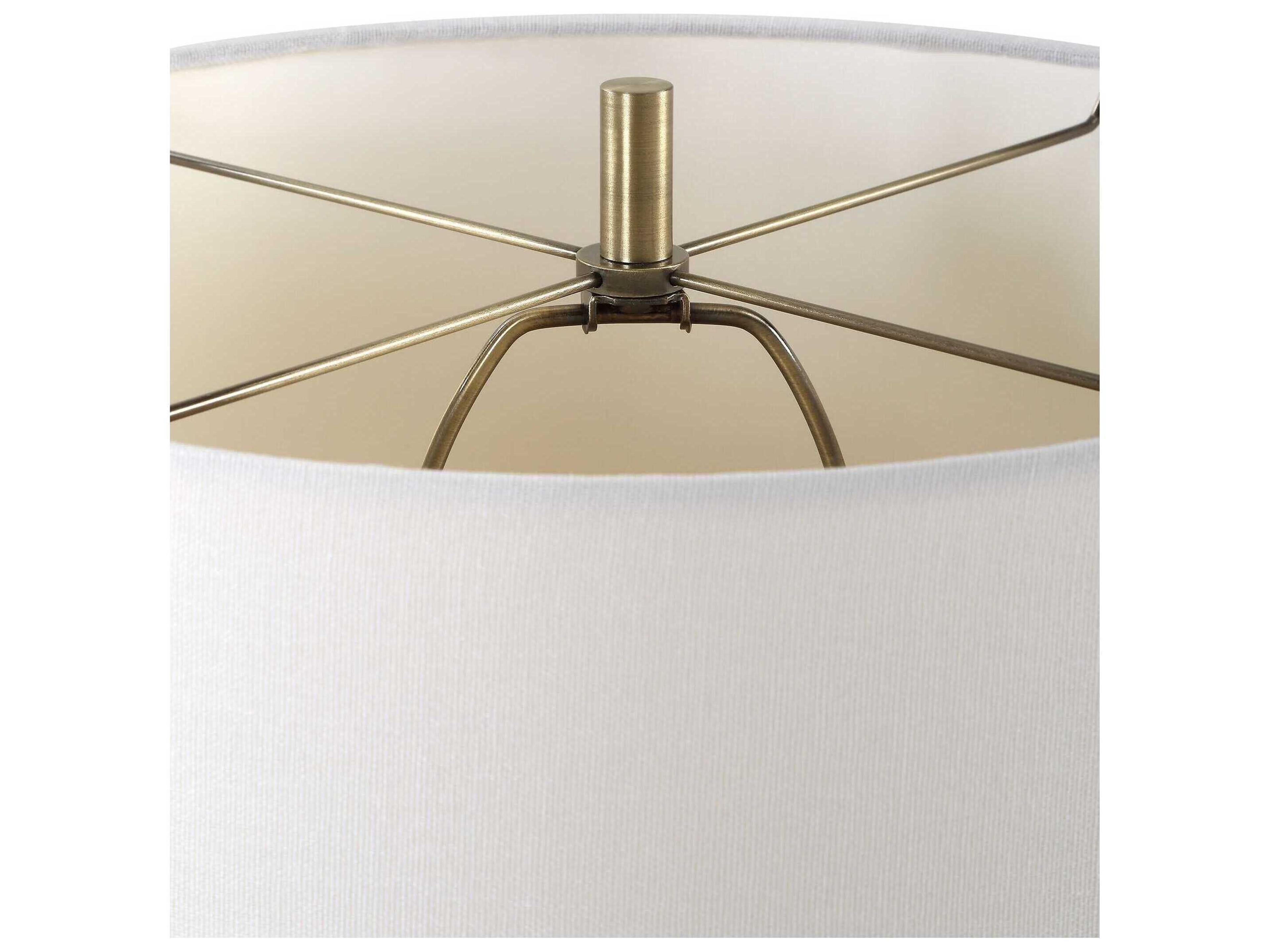 Luxecor Illumination Antique Brass Black Round Drum Hardback Buffet Lamp