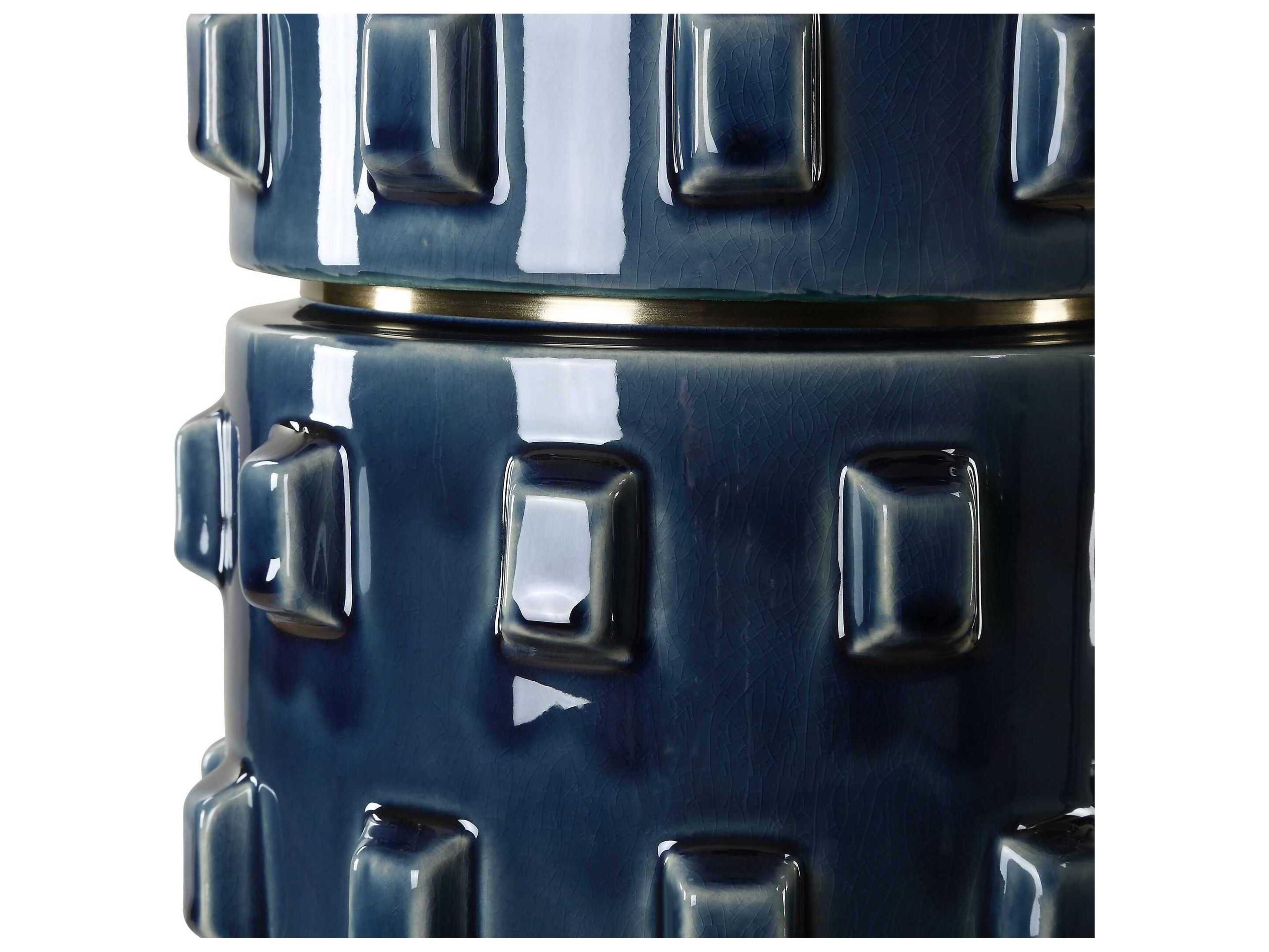 Luxecor Illumination Blue Round Hardback Shade Table Lamp