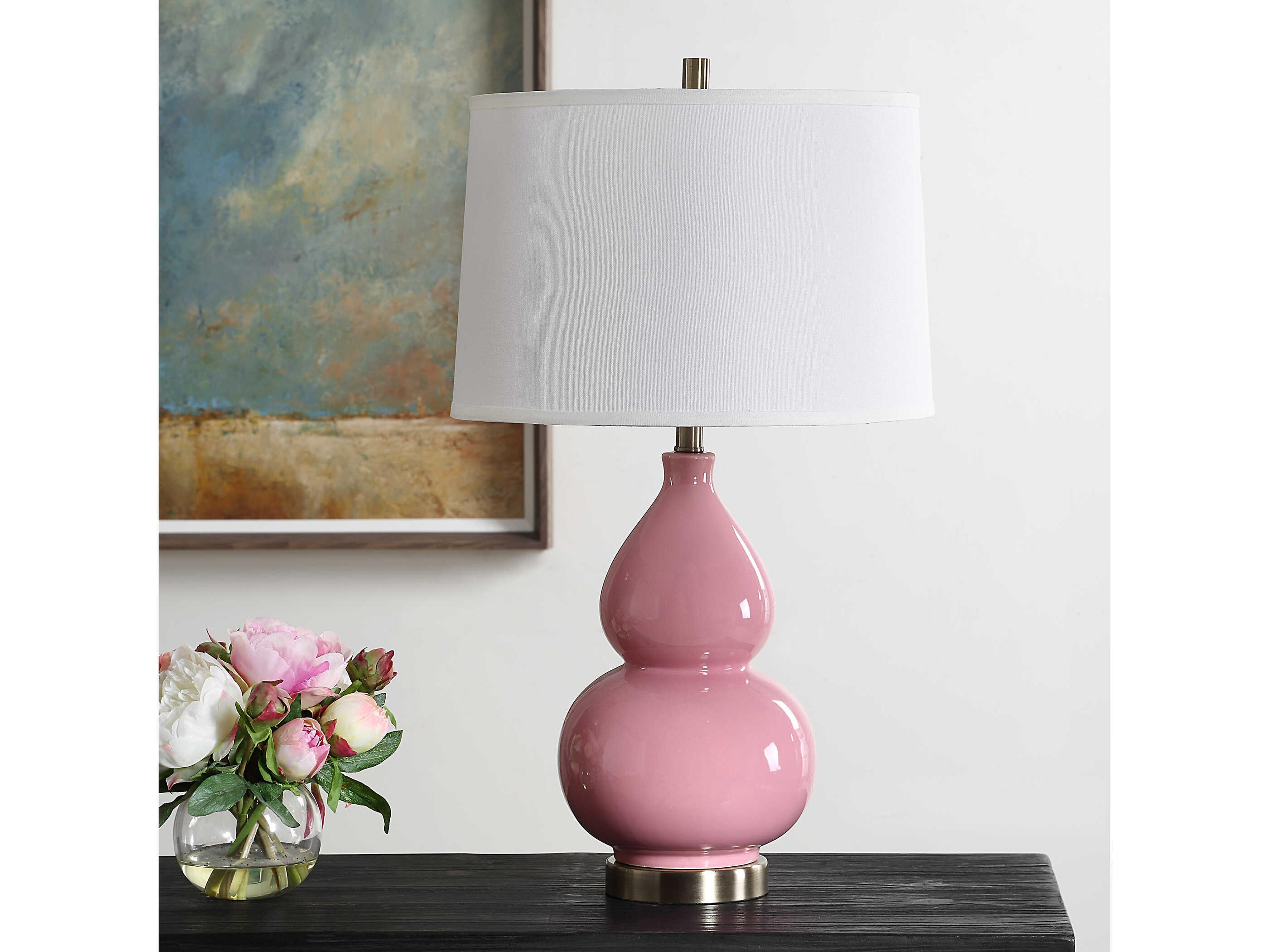 Luxecor Illumination Bubblegum Pink Round Hardback Buffet Lamp