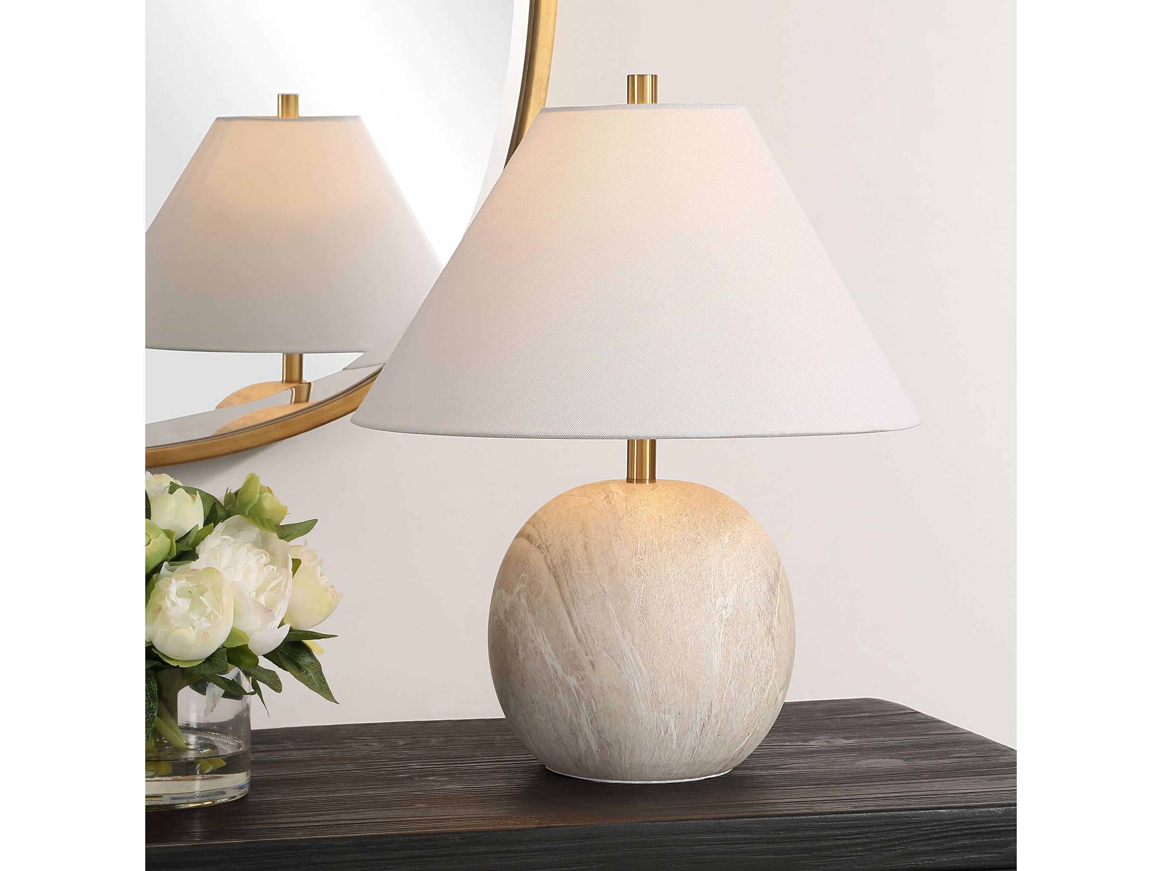 Luxecor Illumination White Gold Coolie Hardback Shade Table Lamp