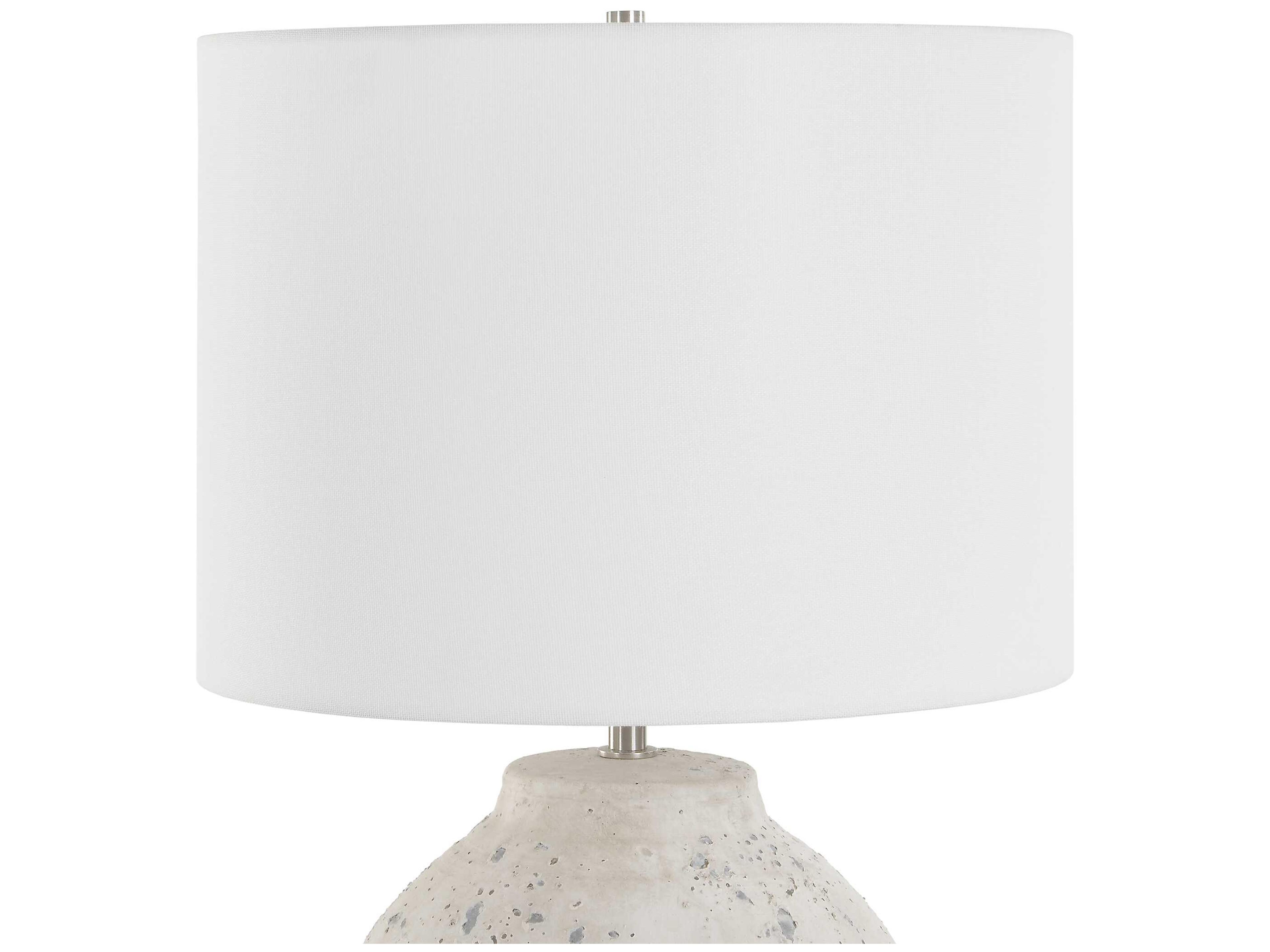 Luxecor Illumination White Brushed Nickel Round Hardback Table Lamp