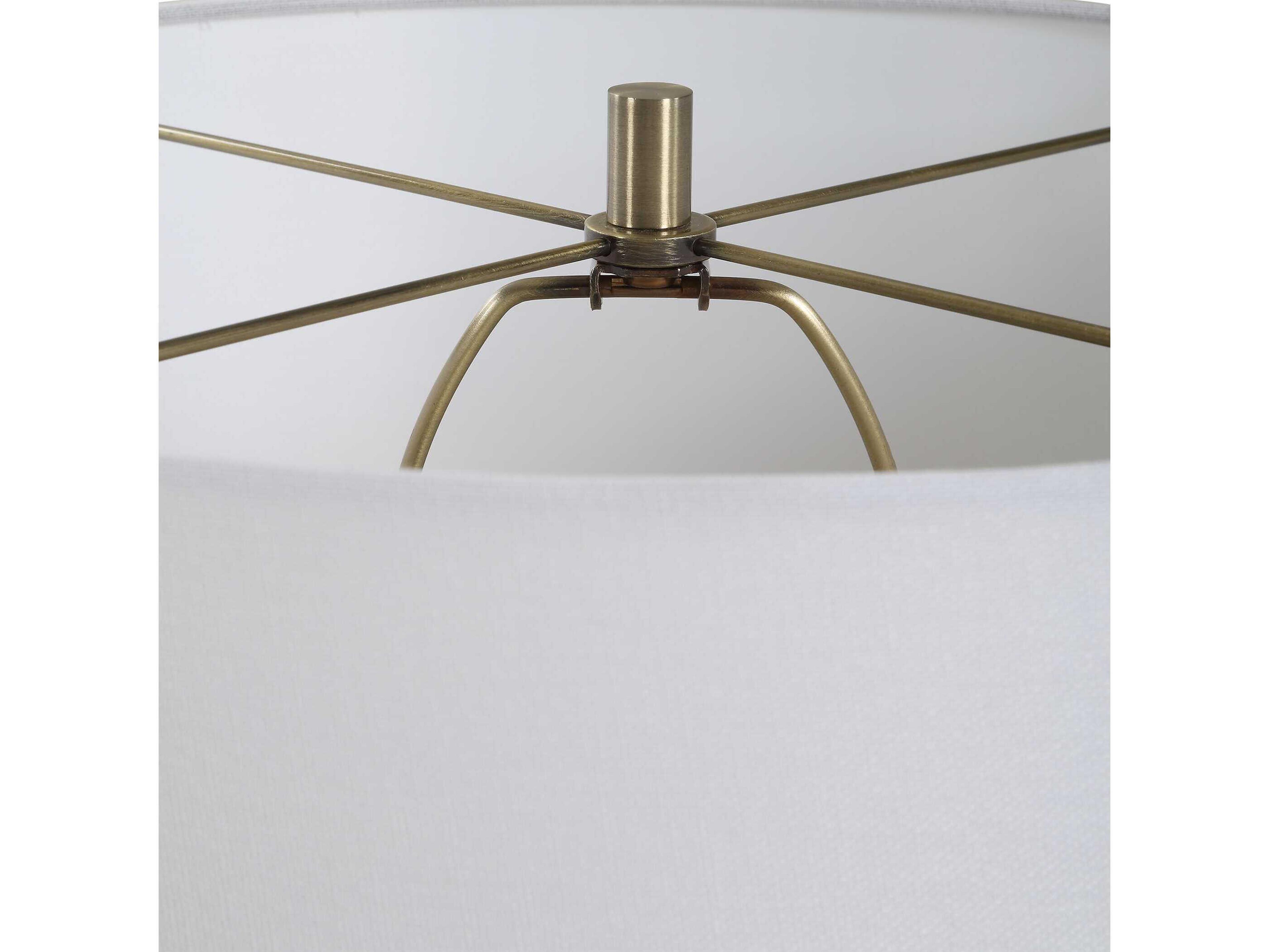 Luxecor Illumination Olive Green Antique Brass Round Hardback Table Lamp