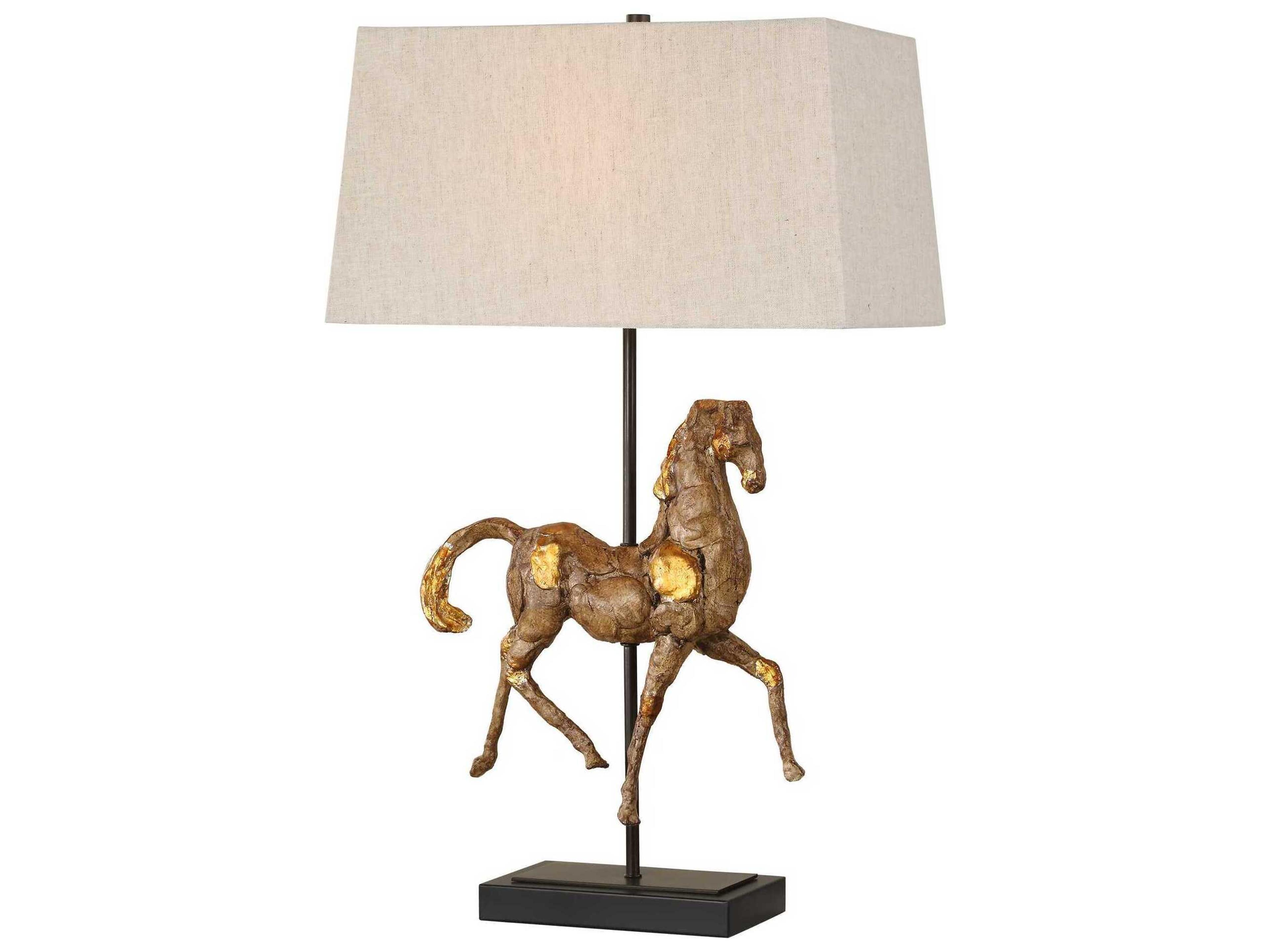 Luxecor Illumination Aged Brown Gold Black Hardback Buffet Lamp