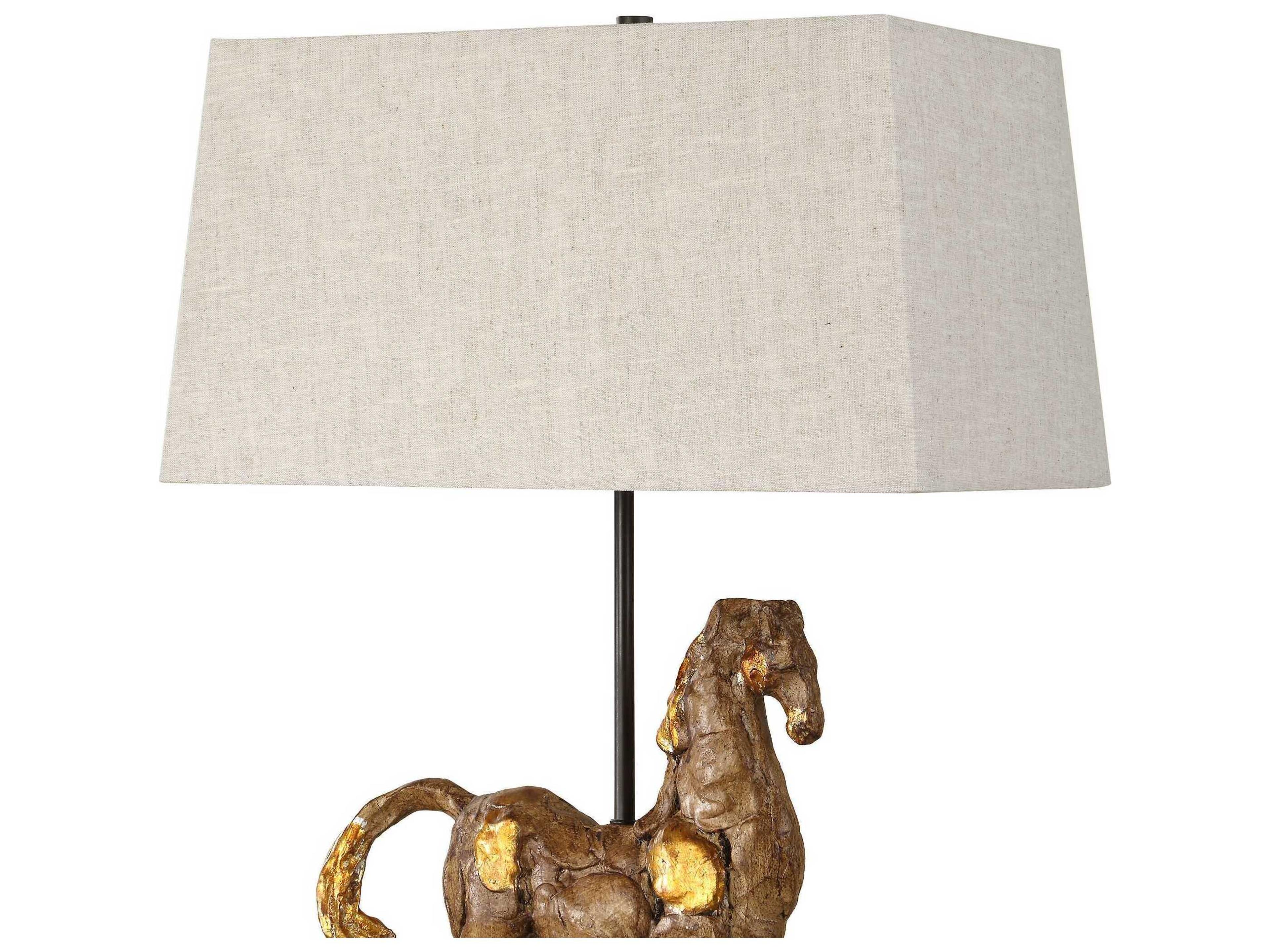 Luxecor Illumination Aged Brown Gold Black Hardback Buffet Lamp