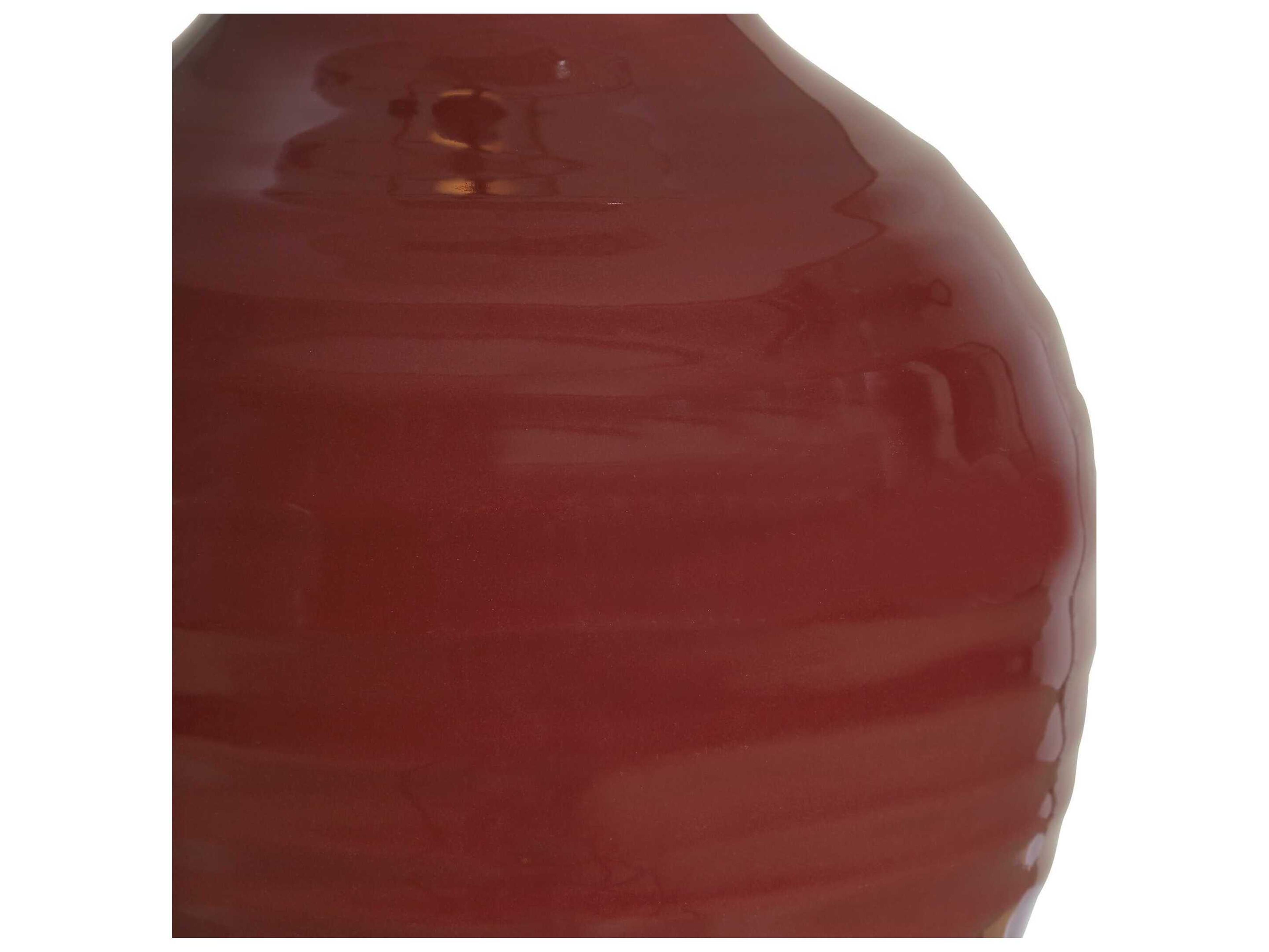 Luxecor Illumination Deep Ruby Red Antique Brass Round Hardback Table Lamp