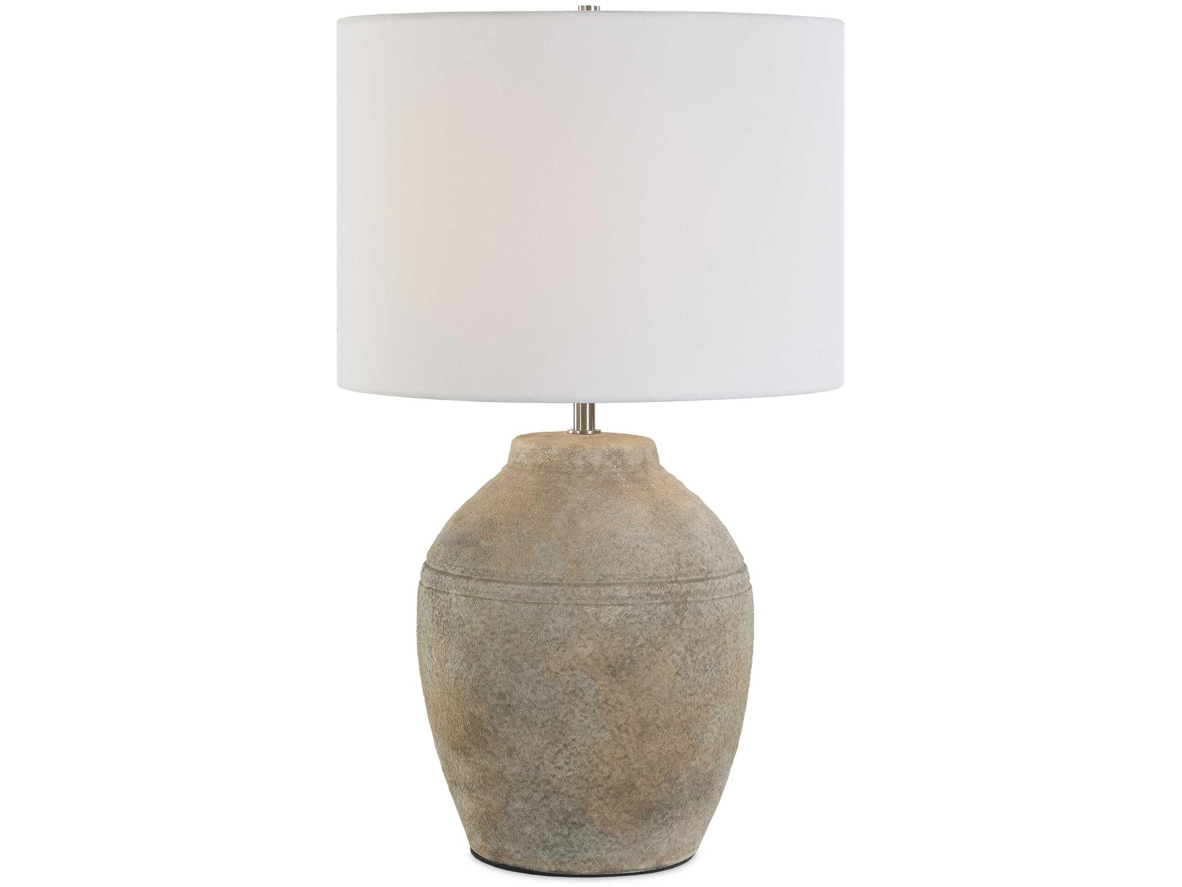 Luxecor Illumination Round Hardback White Table Lamp