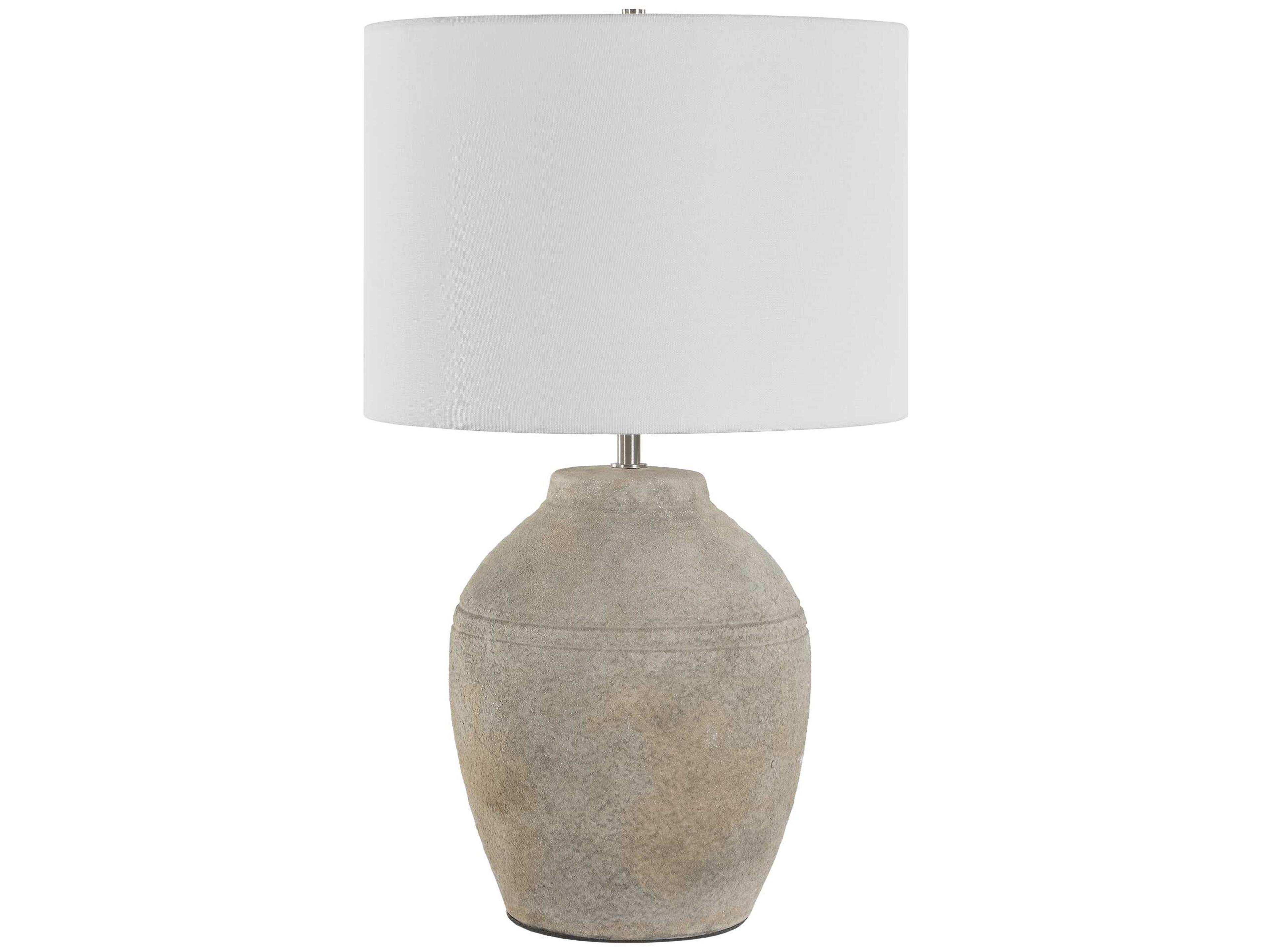 Luxecor Illumination Round Hardback White Table Lamp