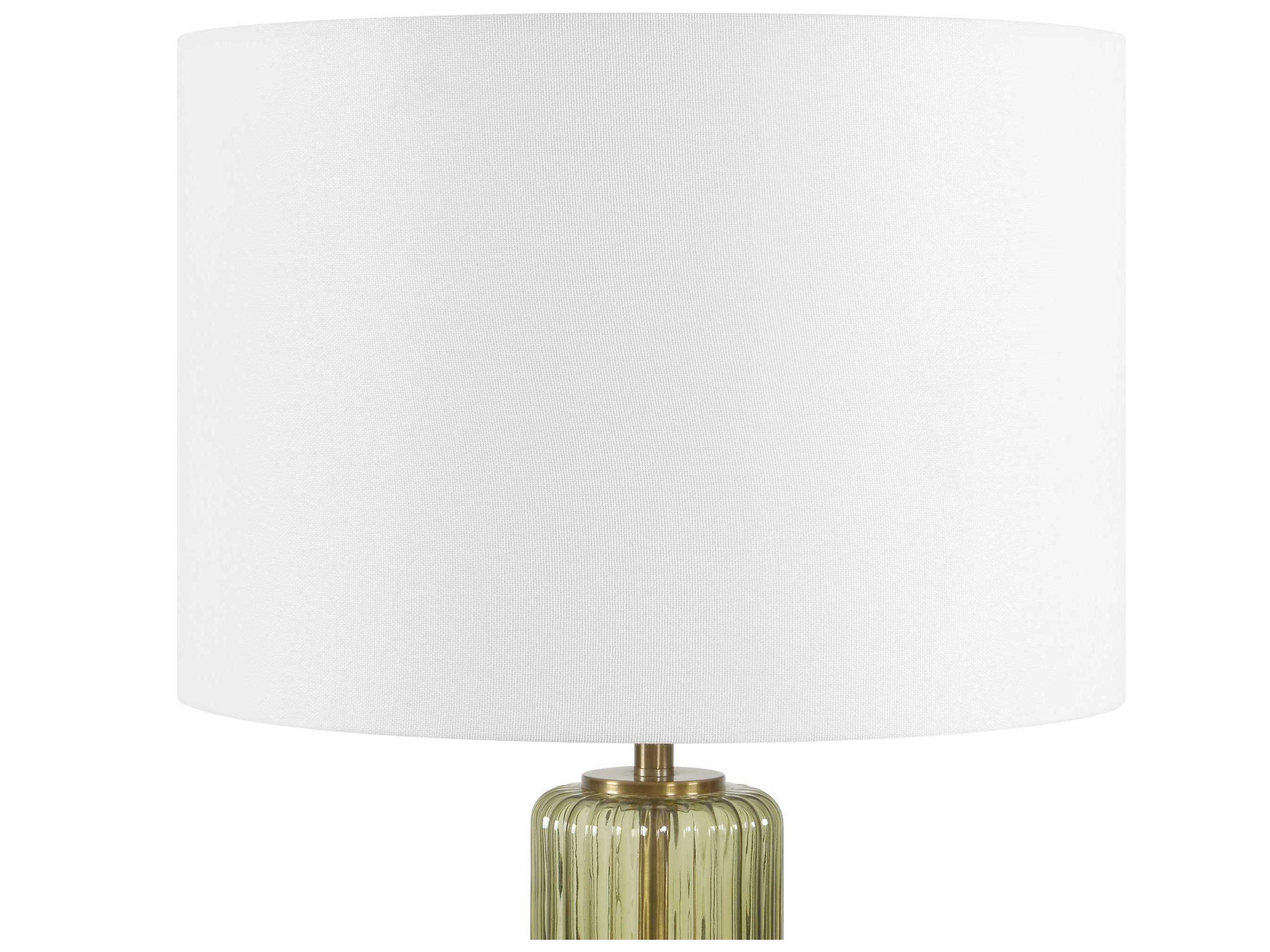 Luxecor Illumination Transparent Olive Green Brass Round Hardback Buffet Lamp