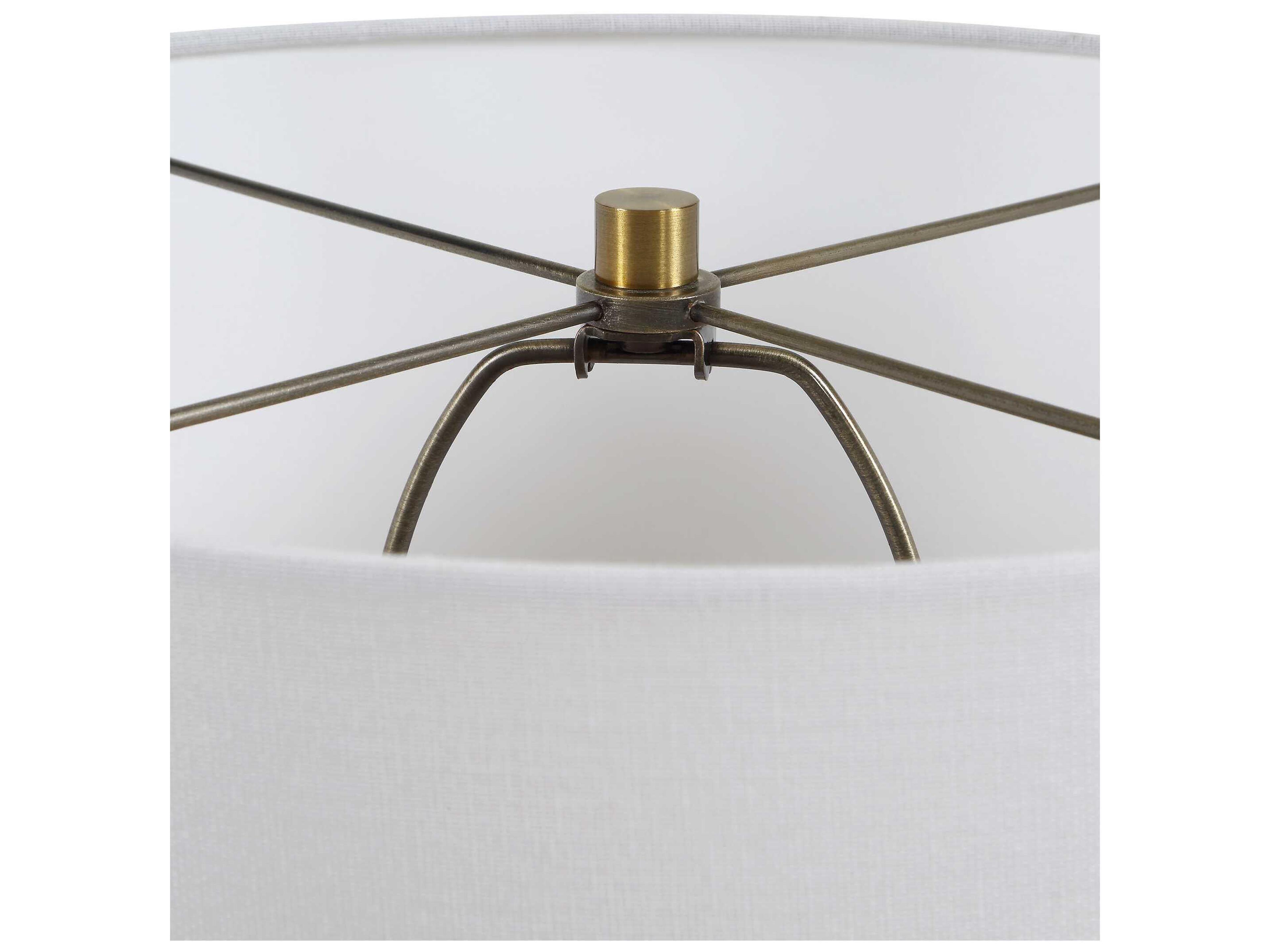 Luxecor Illumination Transparent Olive Green Brass Round Hardback Buffet Lamp