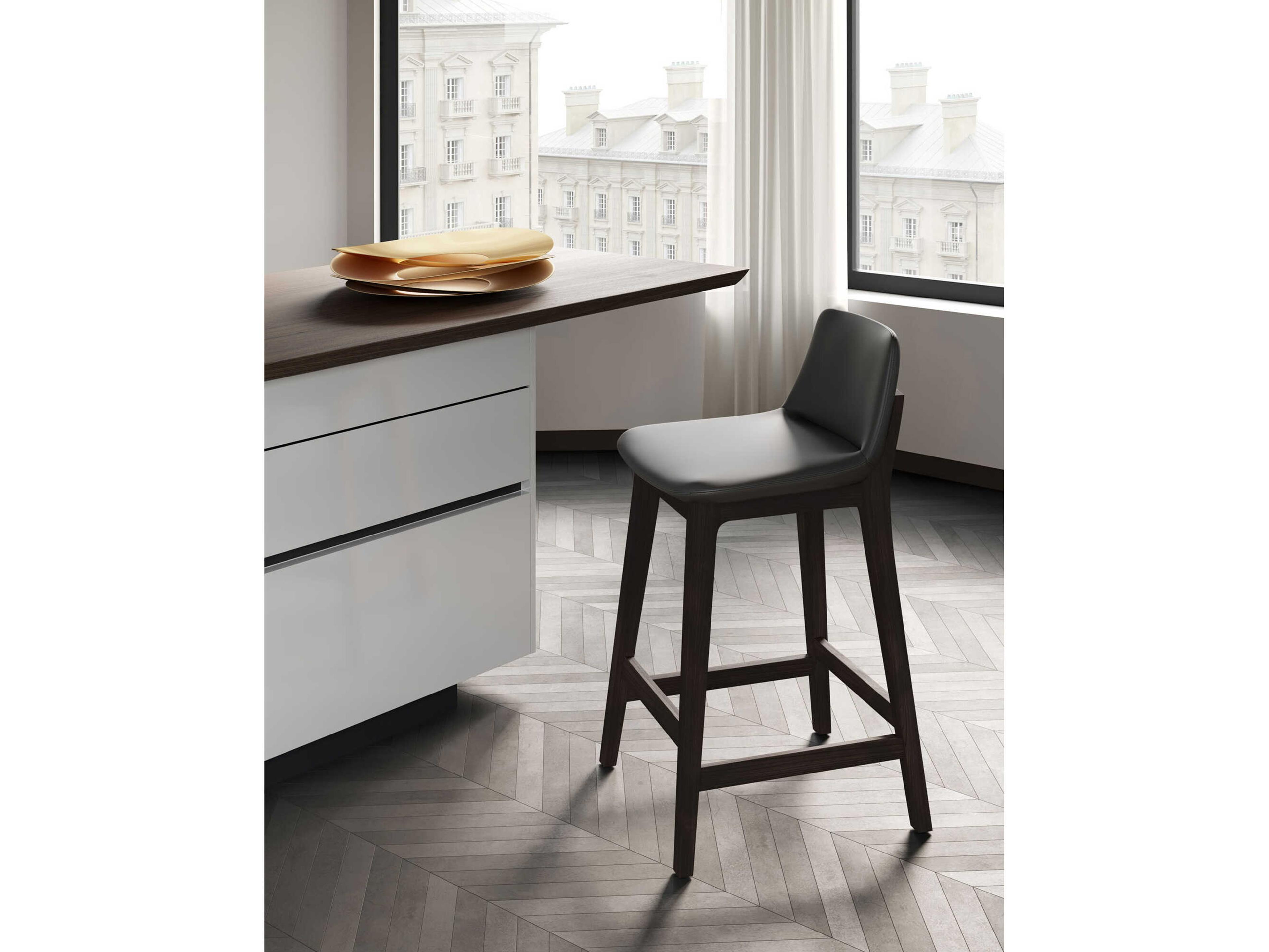 Luxcor Modluxe Oxnard Counter Stool in Graphite Eco Leather