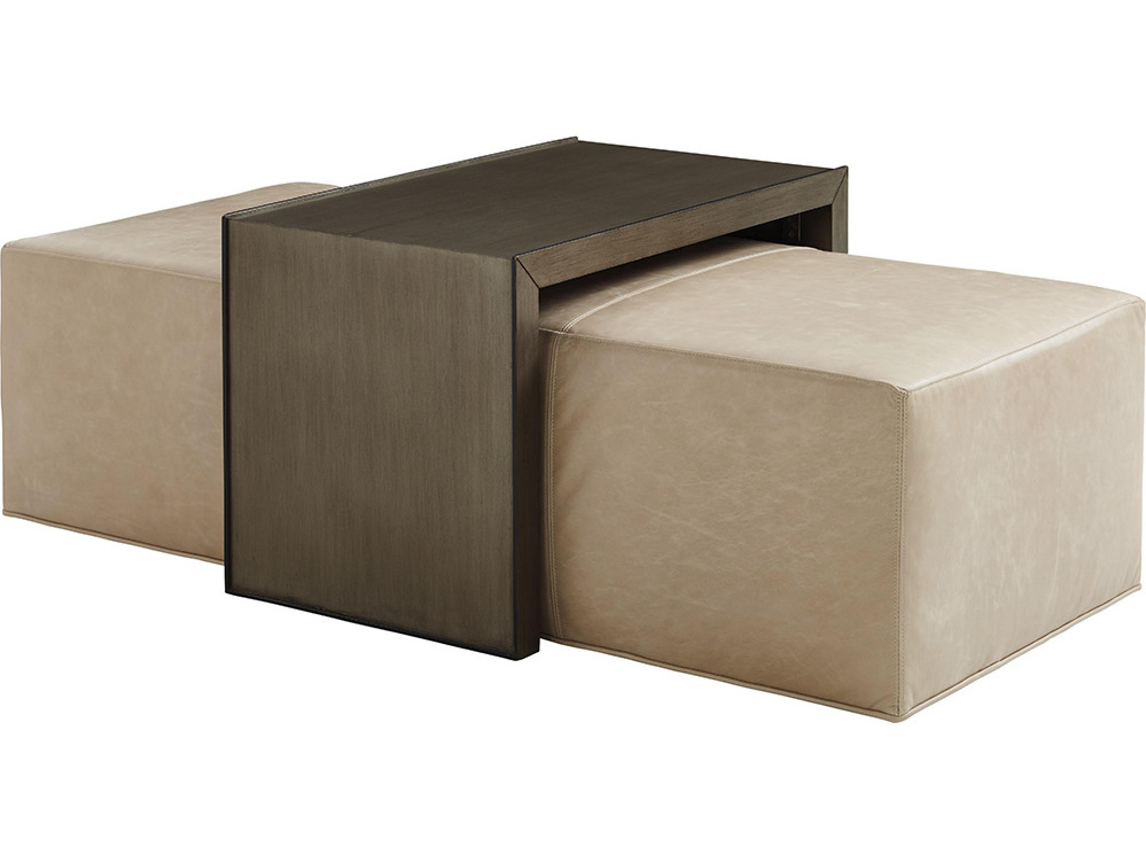 Ariana Savona Leather Cocktail Ottoman With Slide