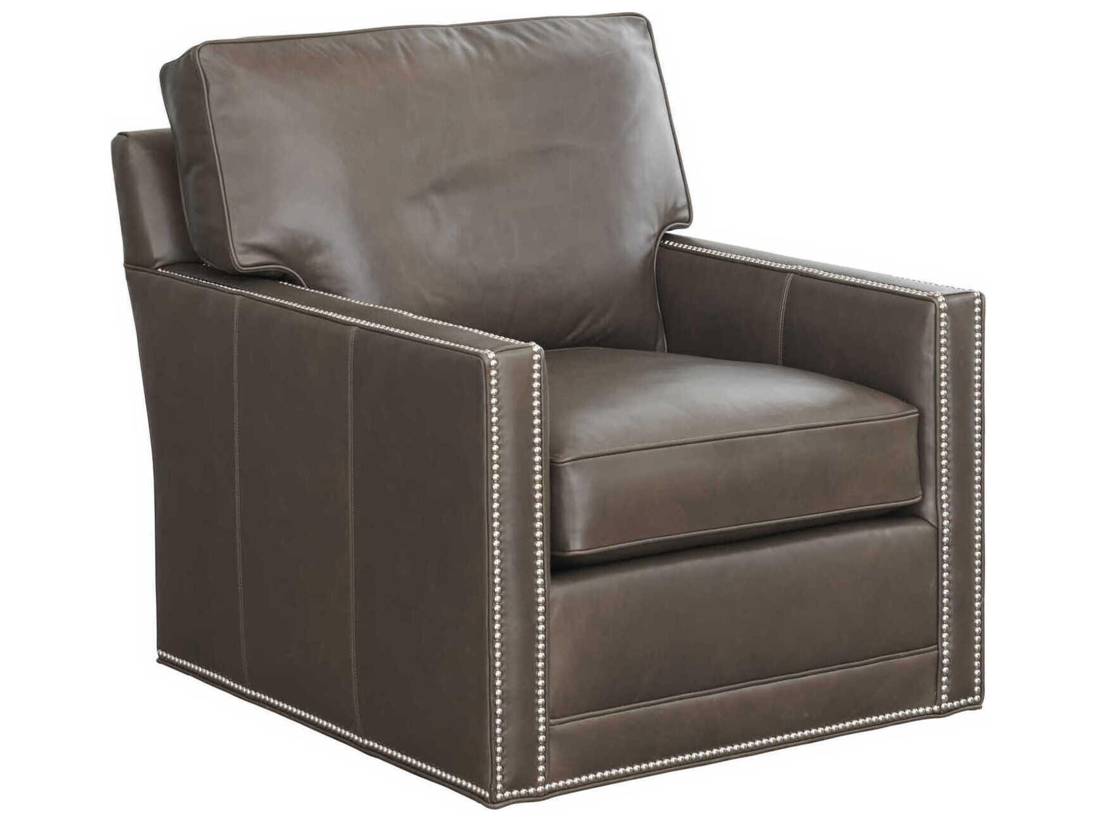 Couture Leather Swivel Accent Chair