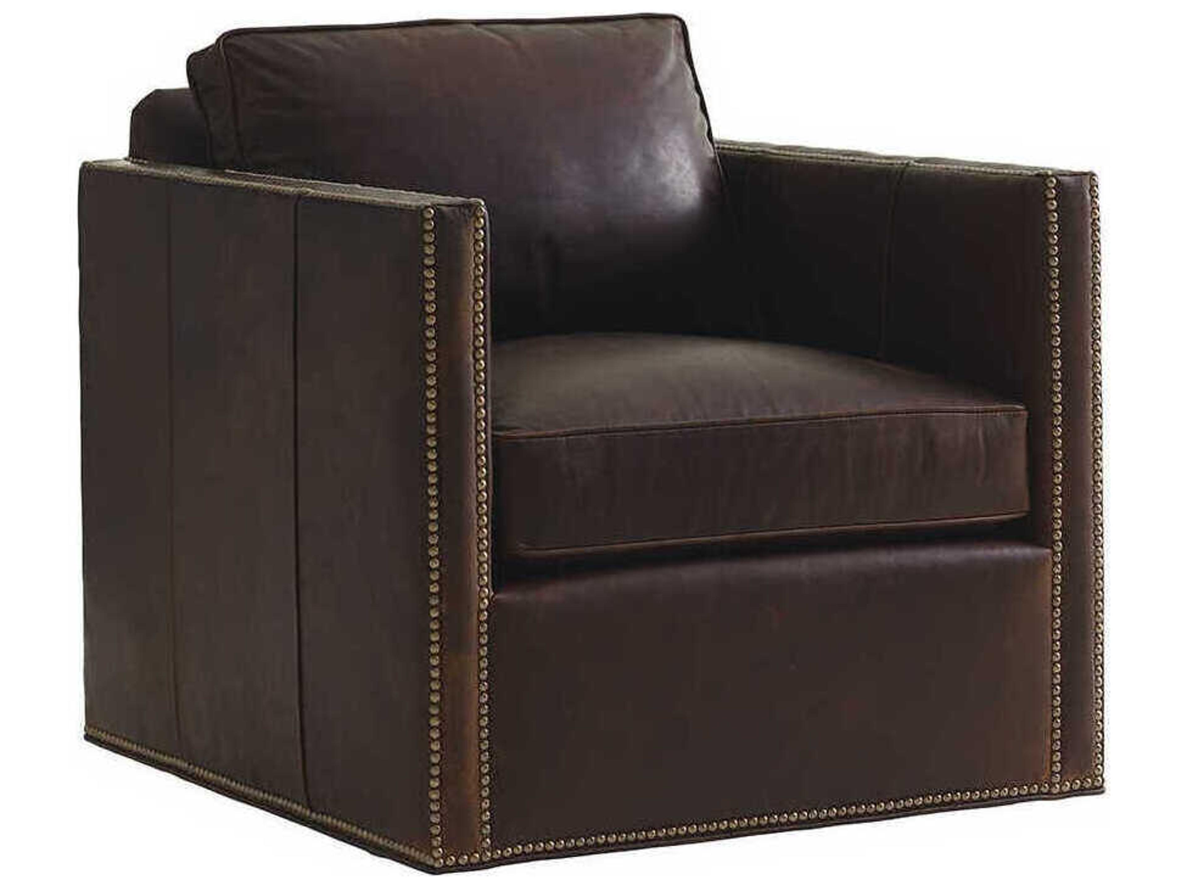 Hinsdale Swivel Brown Leather Accent Chair