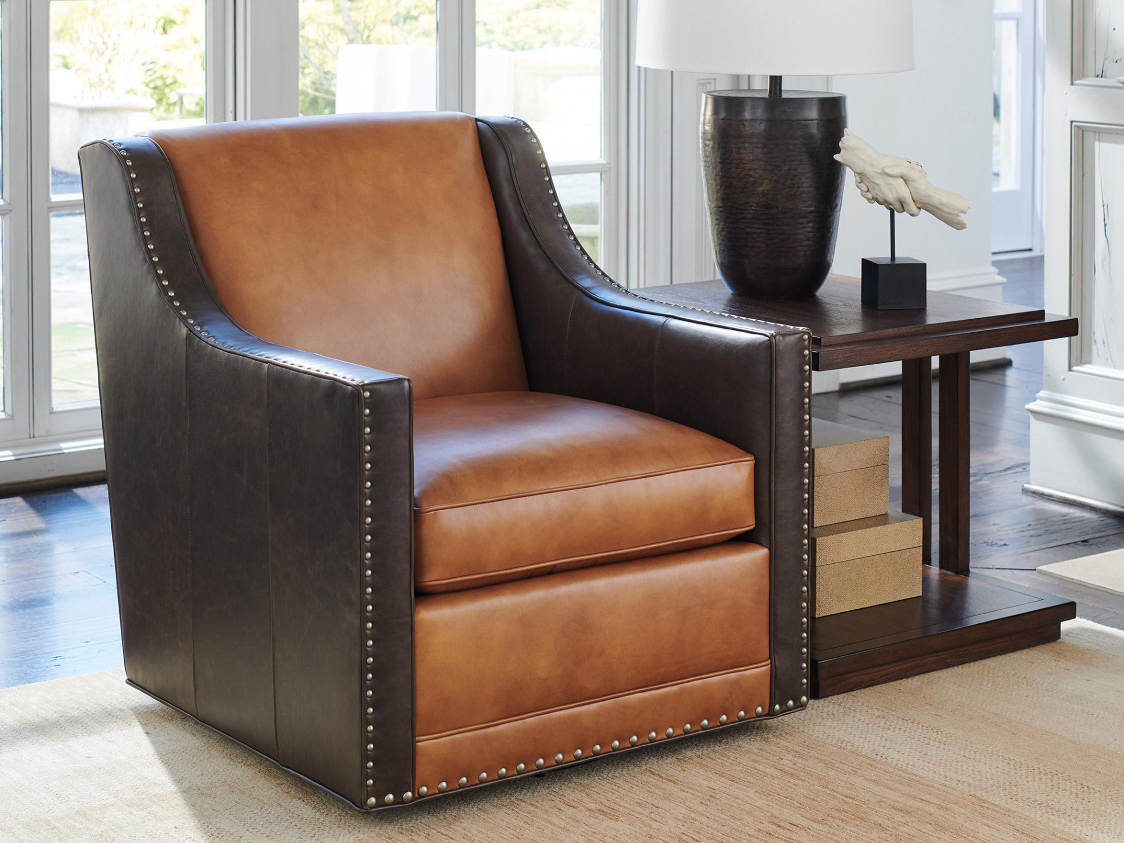 Lexington Silverado Swivel Leather Accent Chair