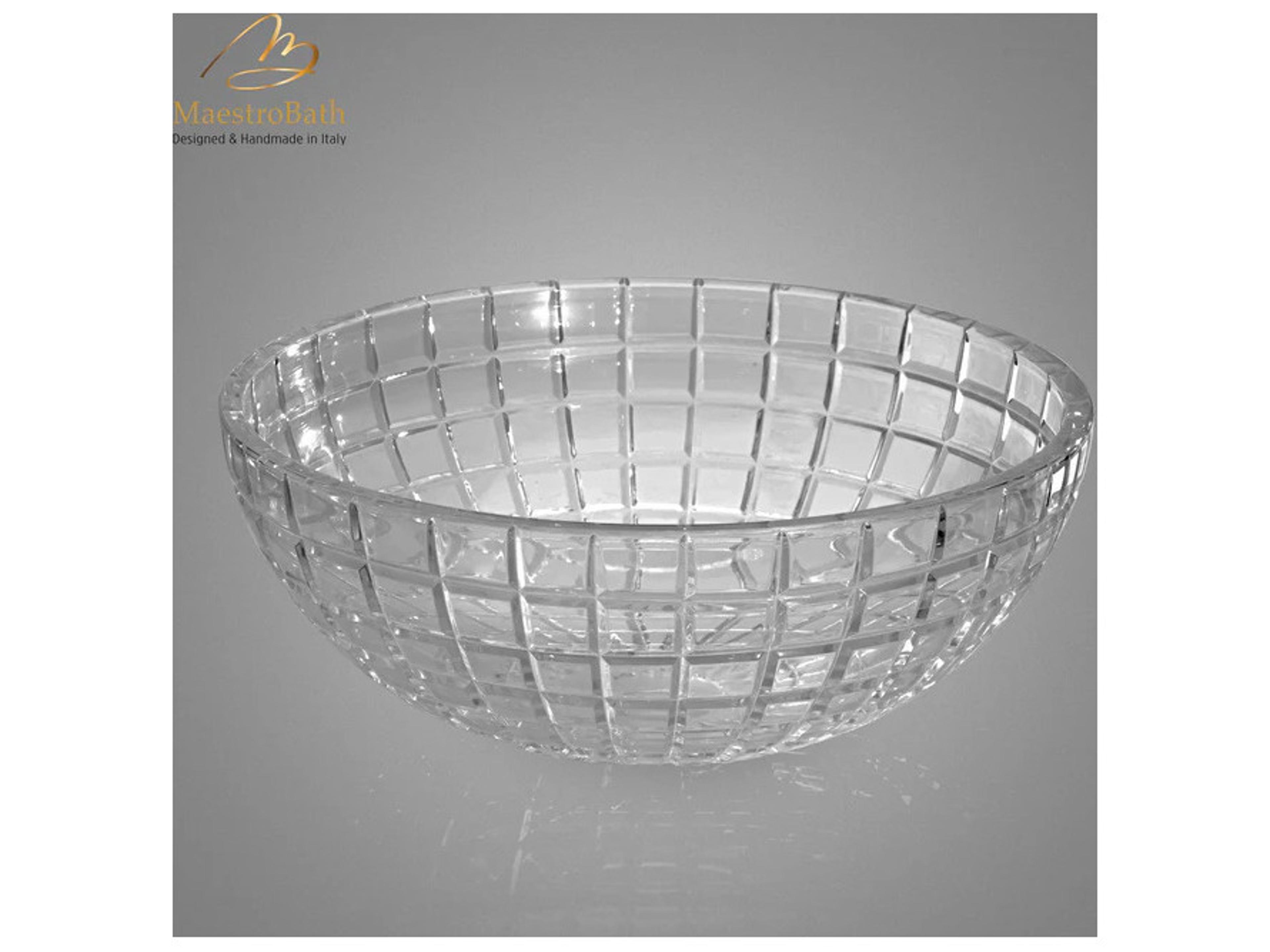 Maestro BathLuxor Round Transparent Crystal Vessel Sink
