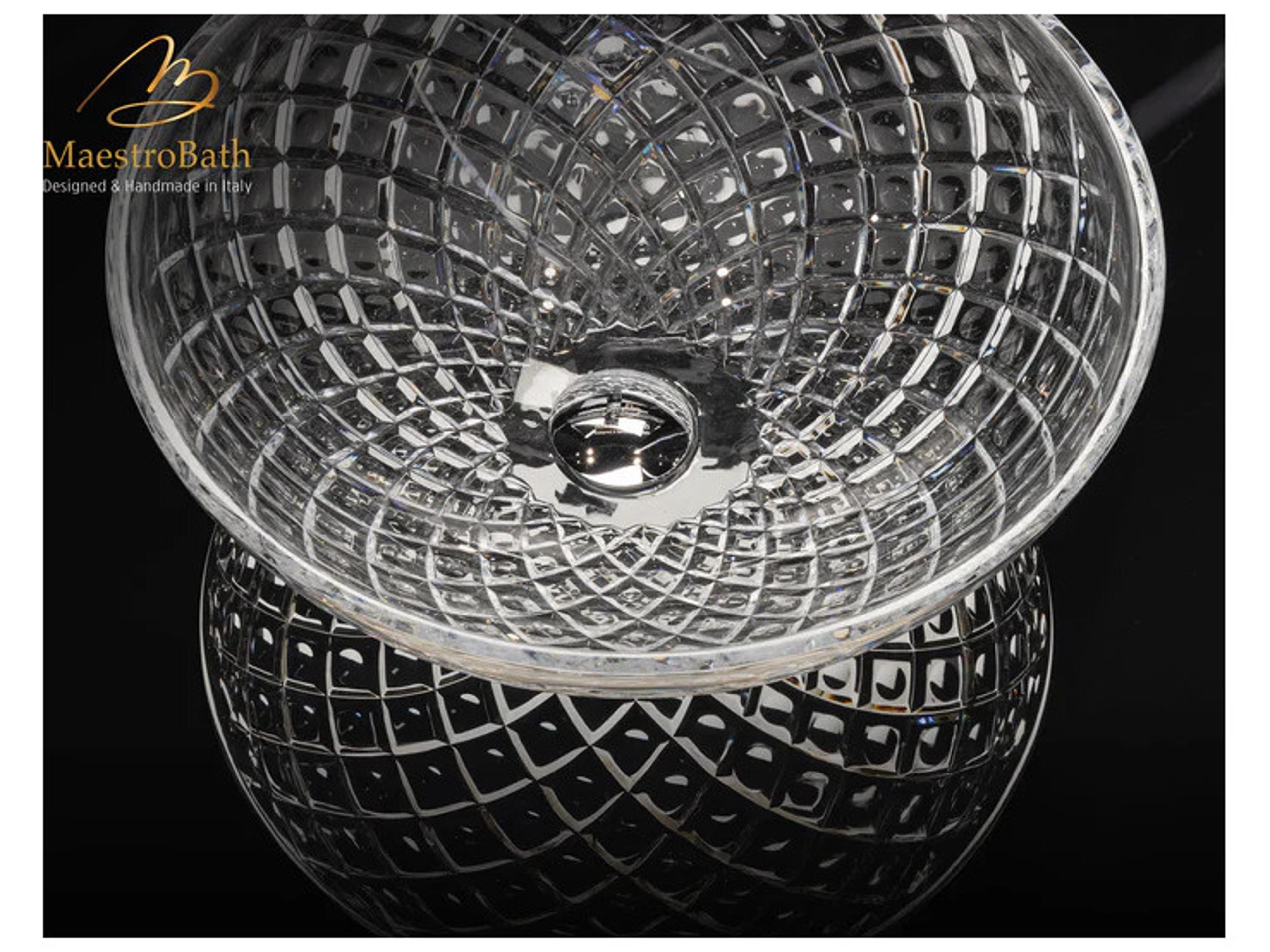 Maestro BathDiamante Crystal Drop Round Transparent Vessel Sink