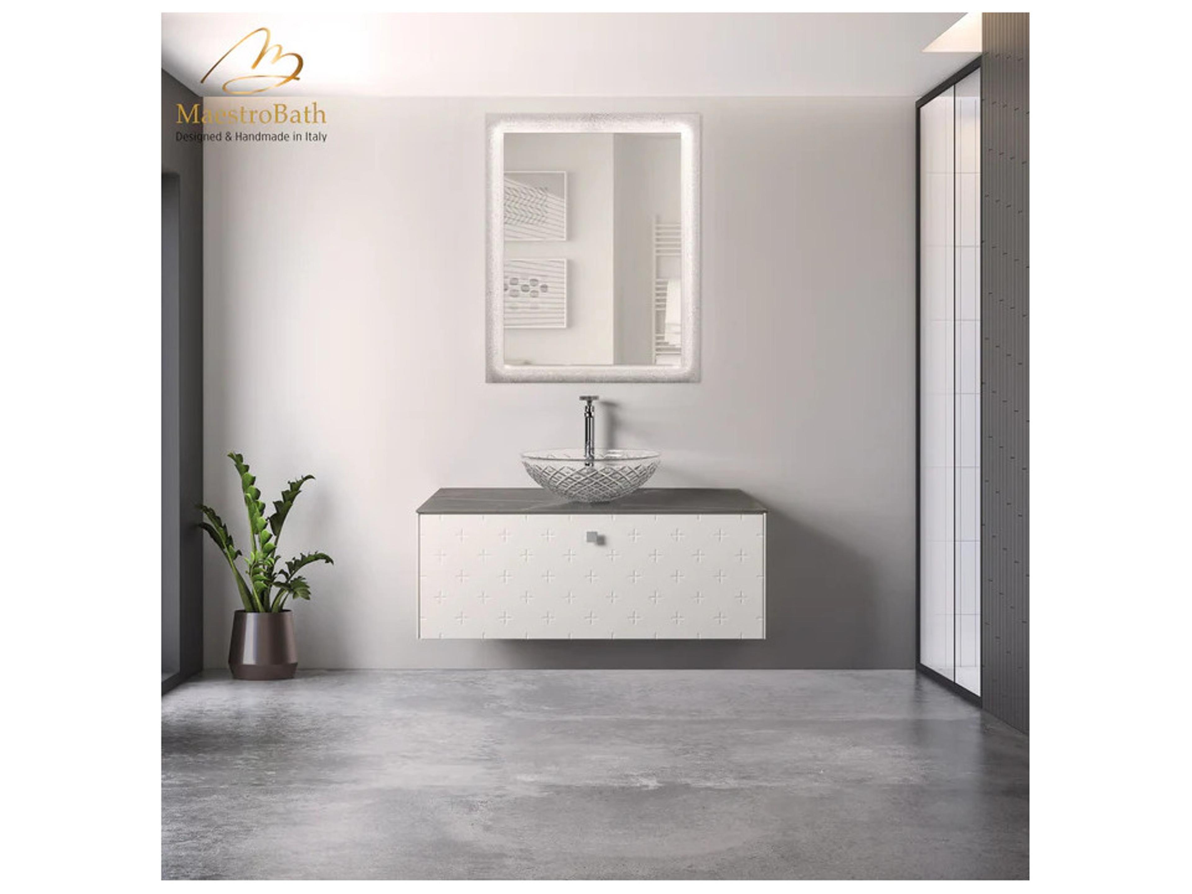 Maestro BathDiamante Crystal Drop Round Transparent Vessel Sink