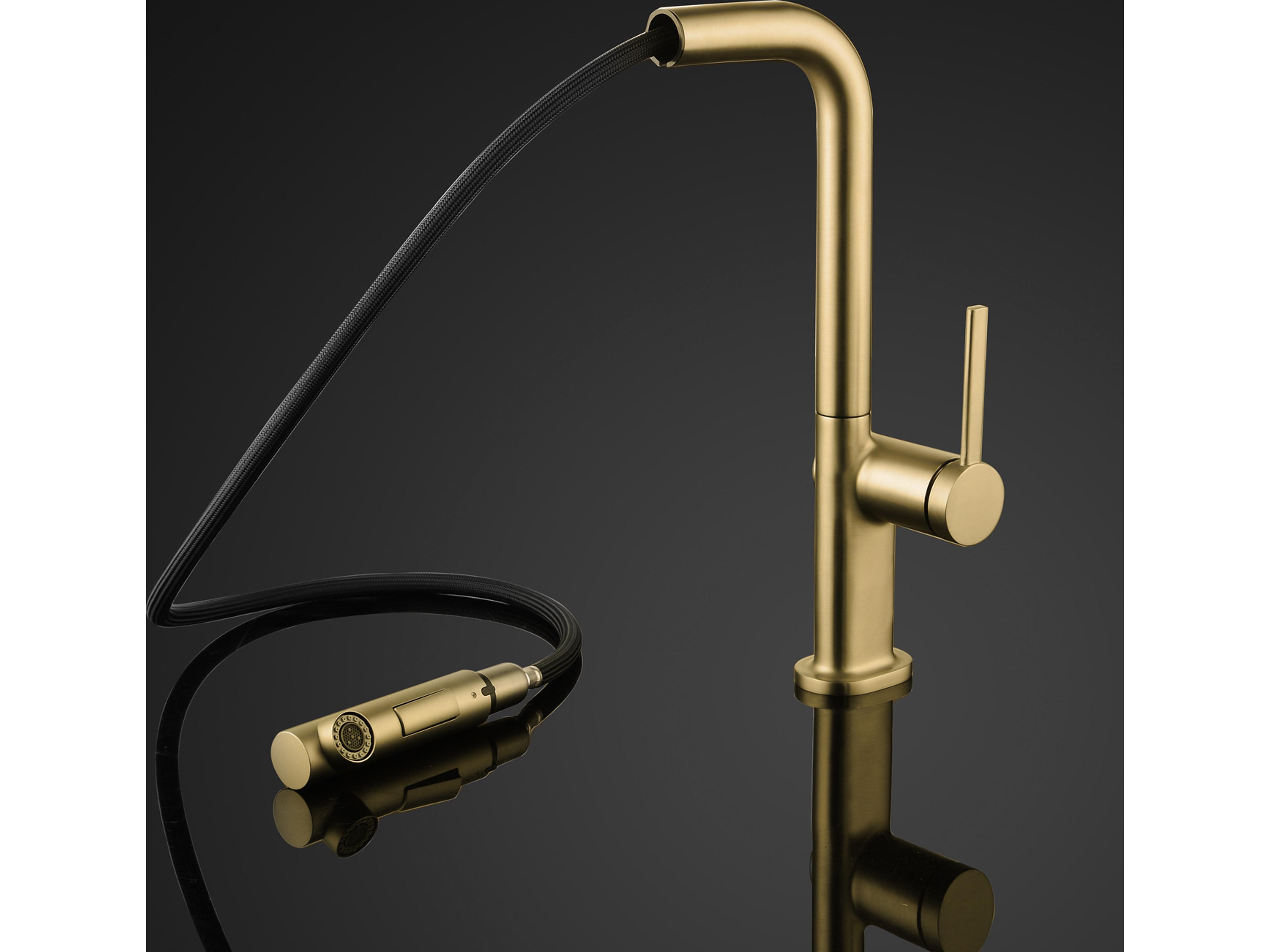 Maestro BathMeraviglia Modern Kitchen Faucet with 2 Jets  Brushed Gold