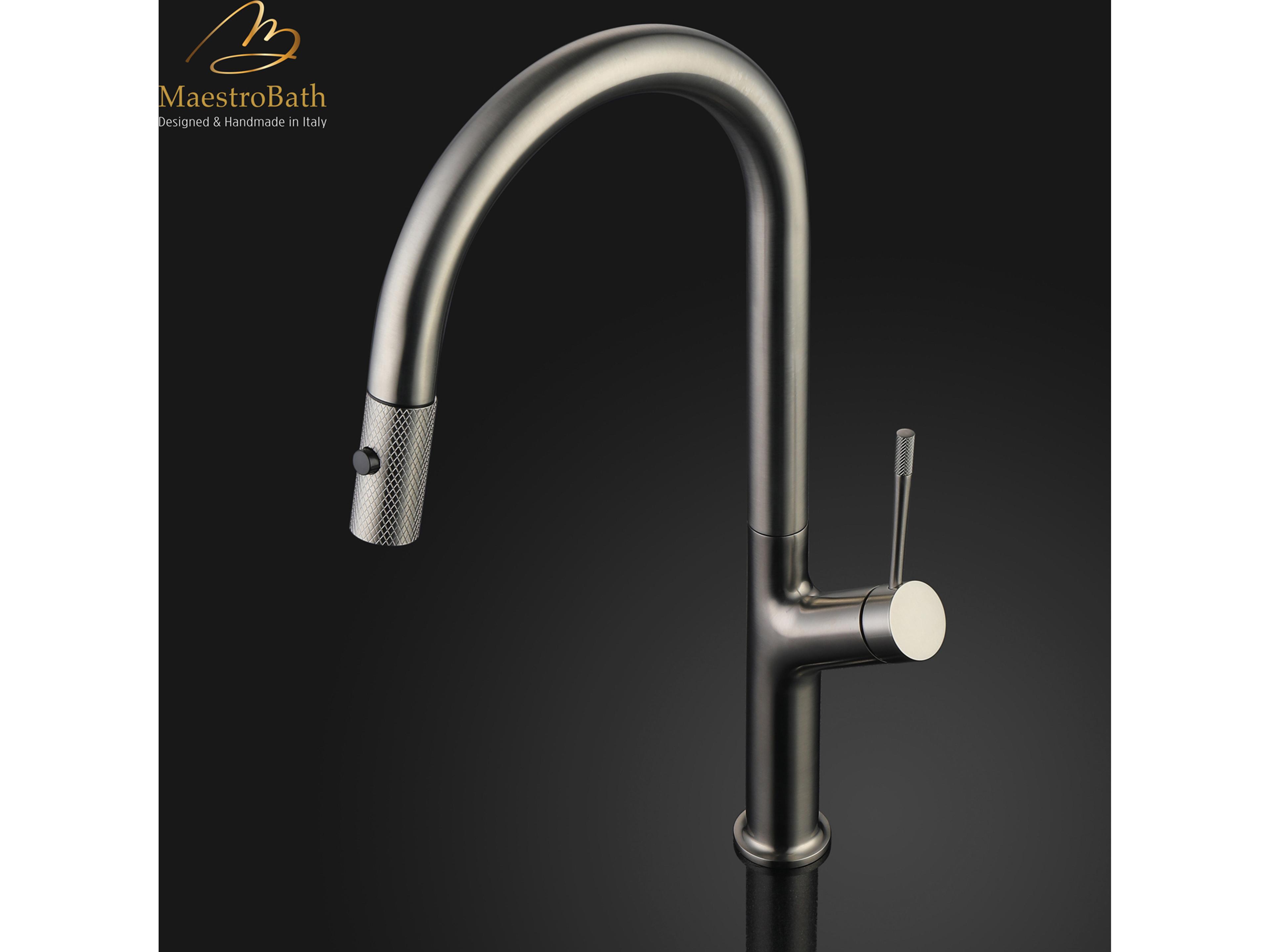 Auristella Modern Kitchen Faucet with 2 Jets  Brushed Nickel