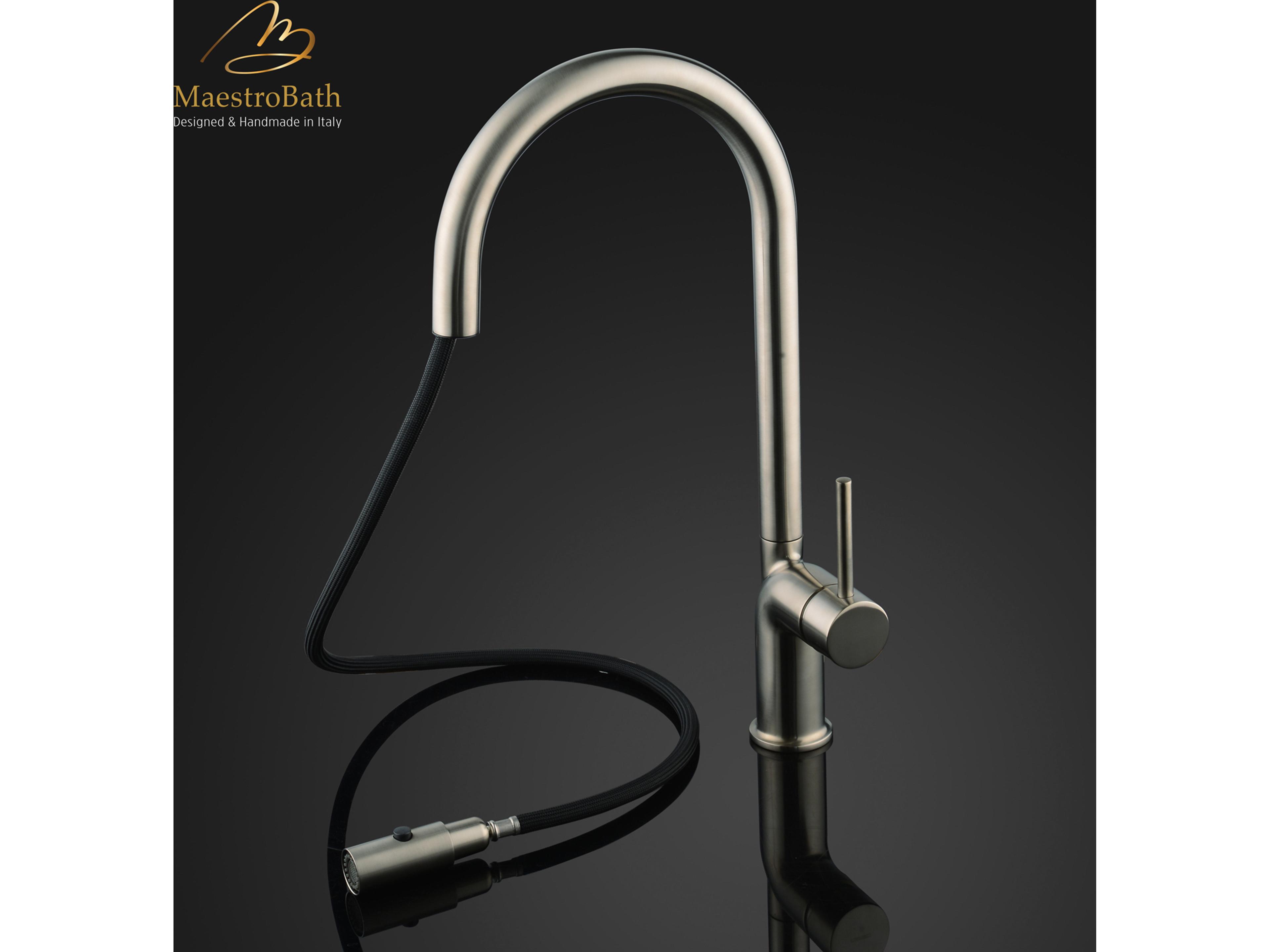 Maestro BathAuristella Modern Kitchen Faucet with 2 Jets  Brushed Nickel