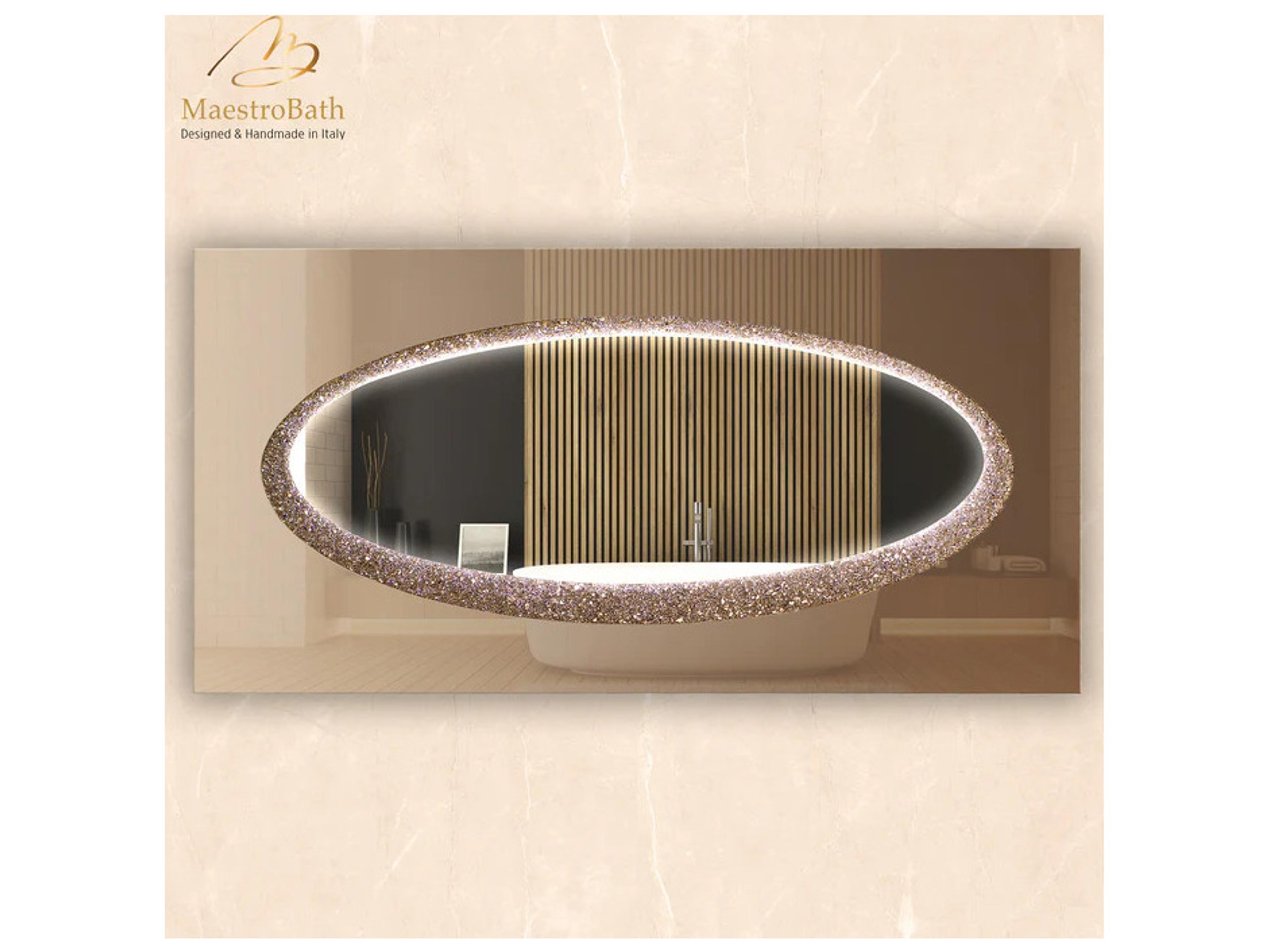 Maestro BathSfera Luxury Crystal Double Vanity Mirror 63" X 32"