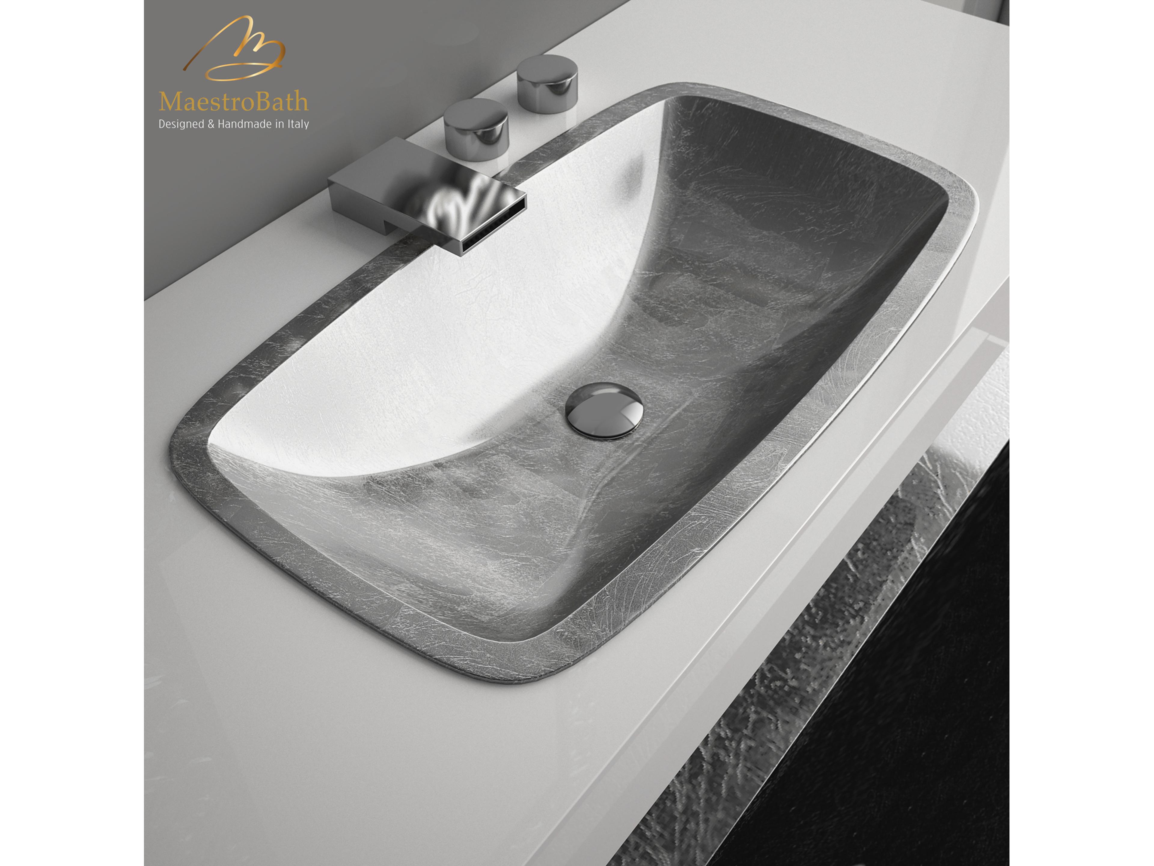 Risplenda Bathroom Sink  Silver Leaf