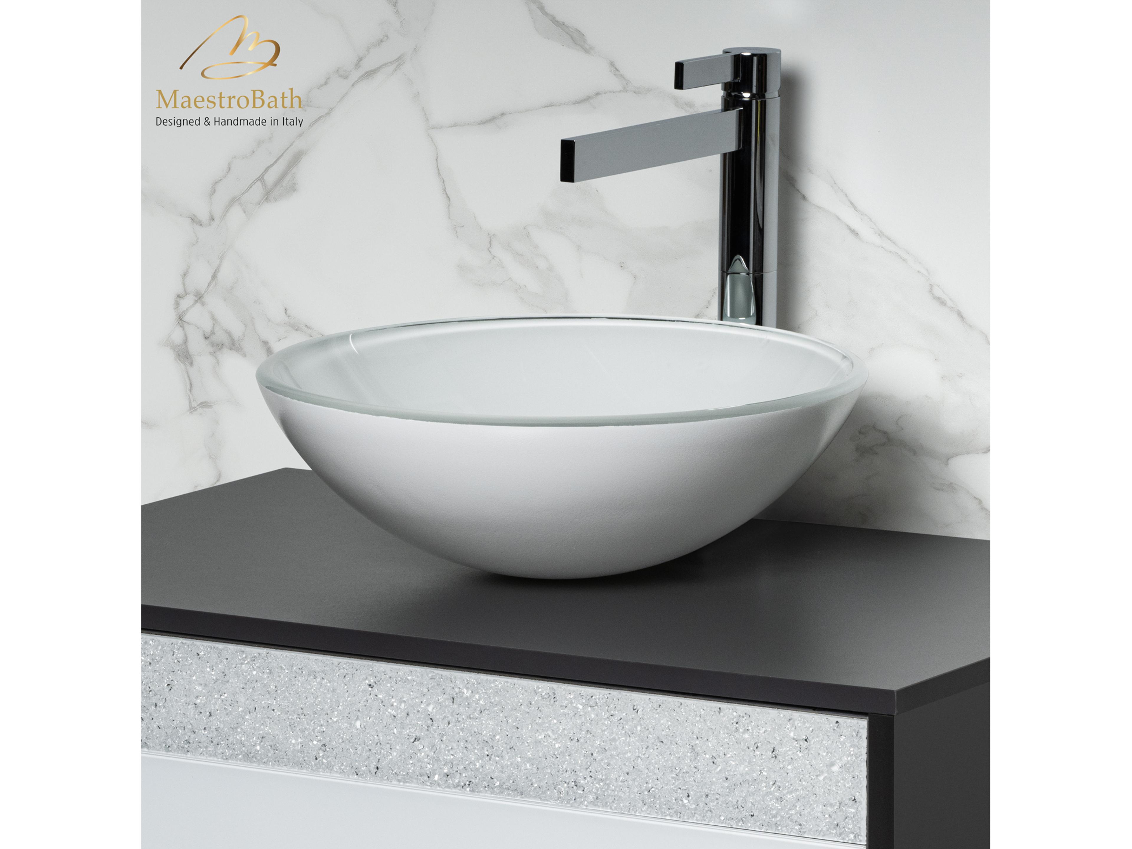 Xilofora Round Crystal Bathroom Sink  White
