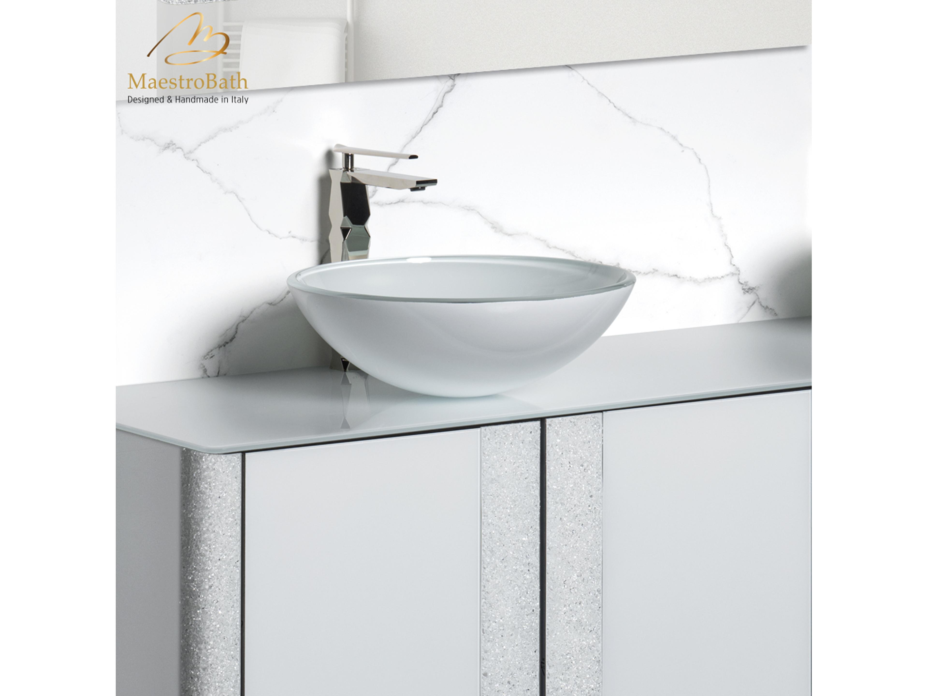 Maestro BathXilofora Round Crystal Bathroom Sink  White