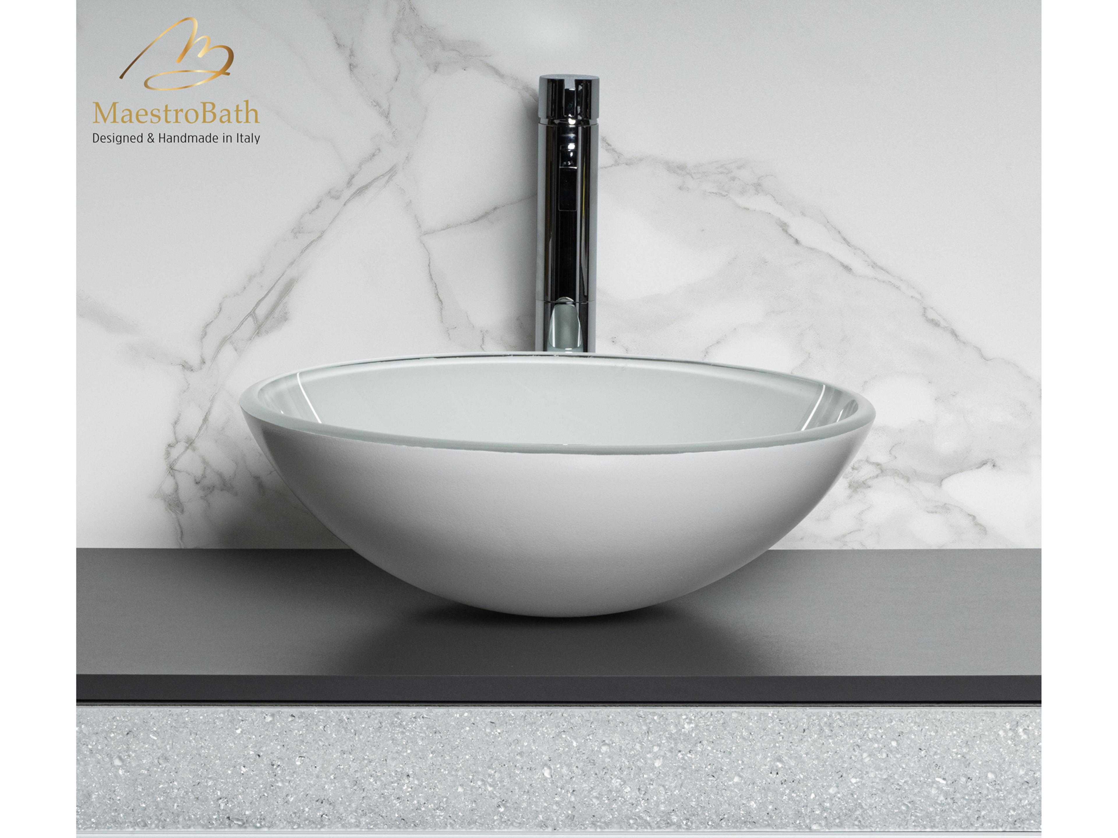 Maestro BathXilofora Round Crystal Bathroom Sink  White