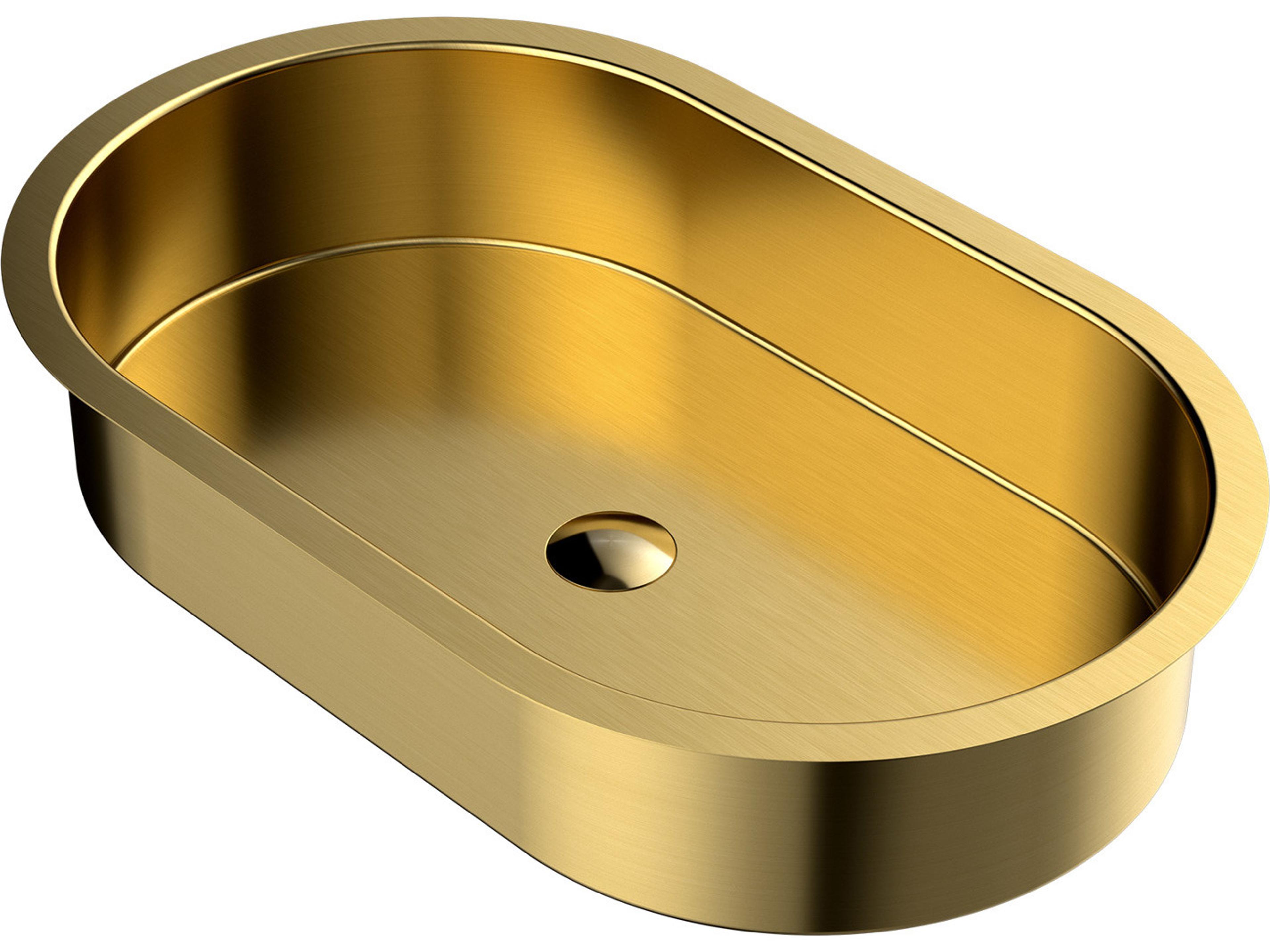 Maestro BathIllustra Modern Oval Under-Mount Sink  Brushed Gold