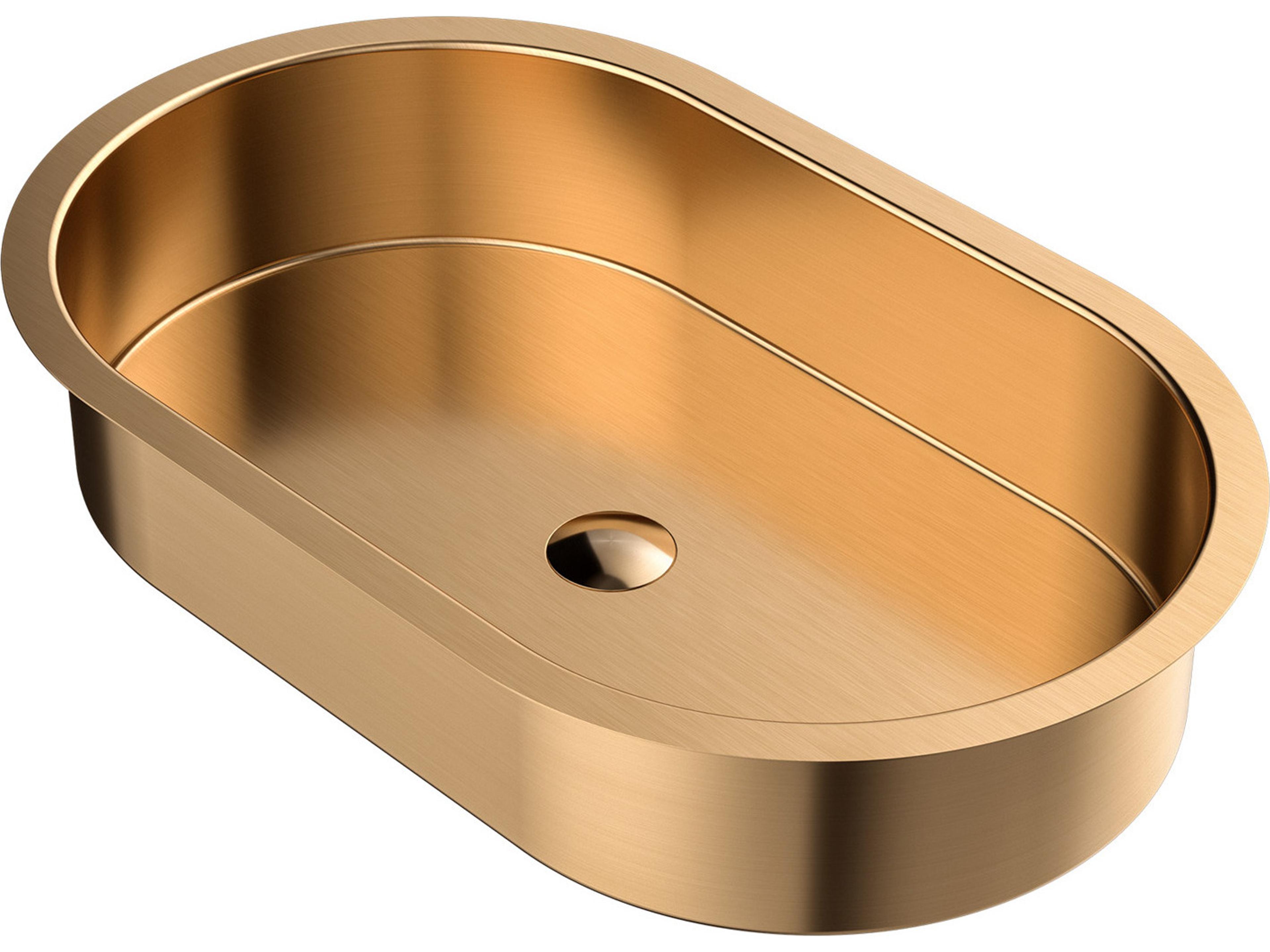 Maestro BathIllustra Modern Oval Under-Mount Sink  Brushed Rose Gold