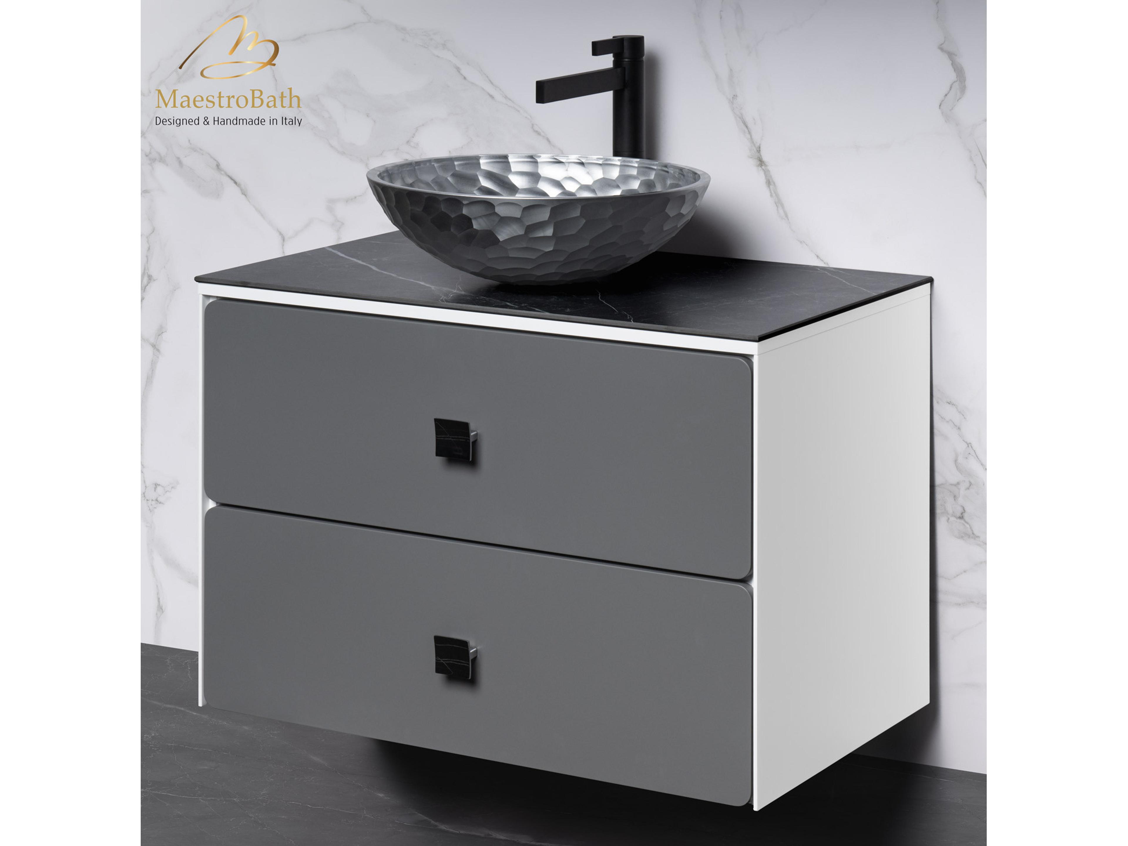 Nirvana Modern Bathroom Vanity  White And Silver  32"