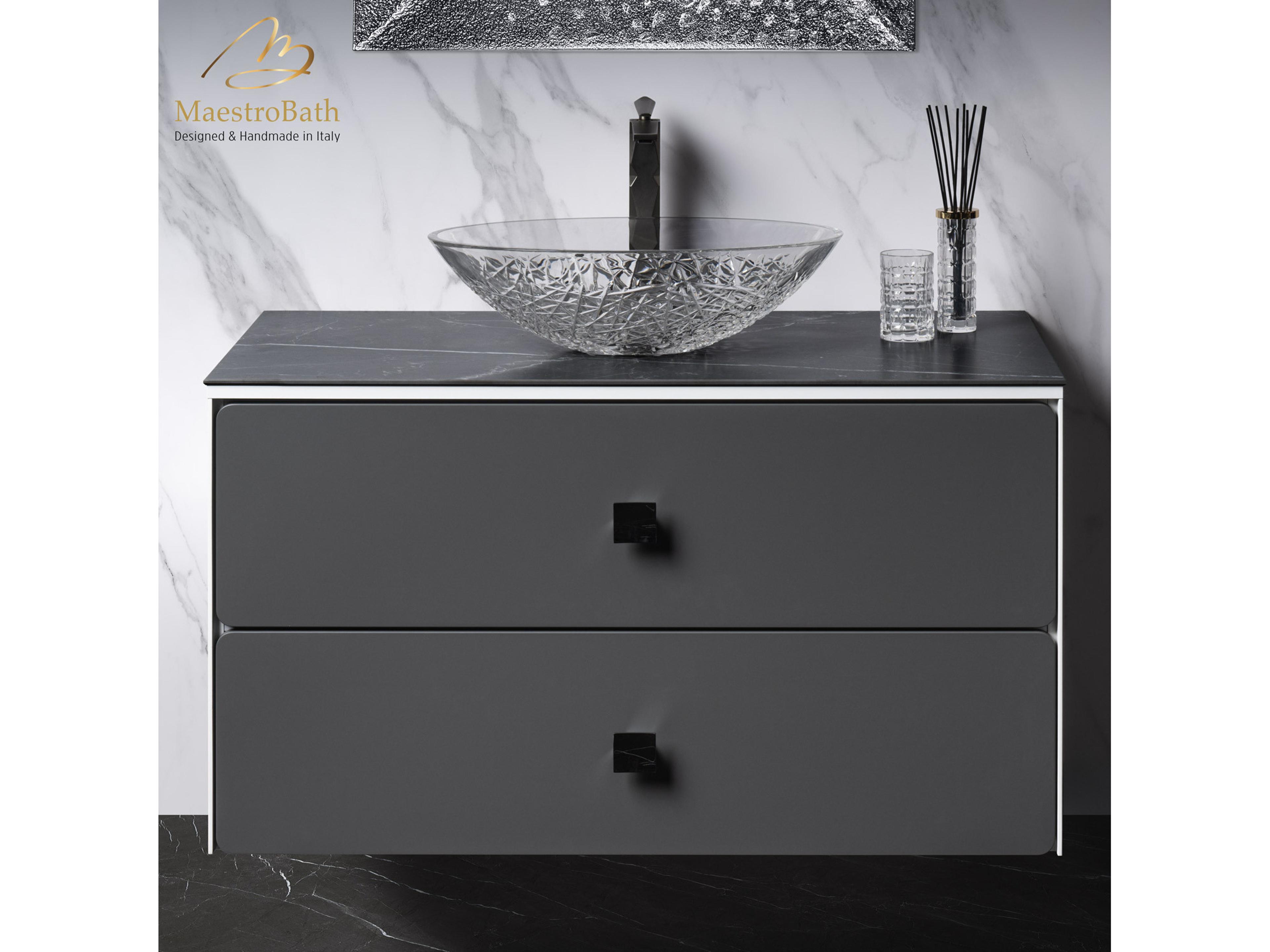 Maestro BathNirvana Modern Bathroom Vanity  White And Silver  40"