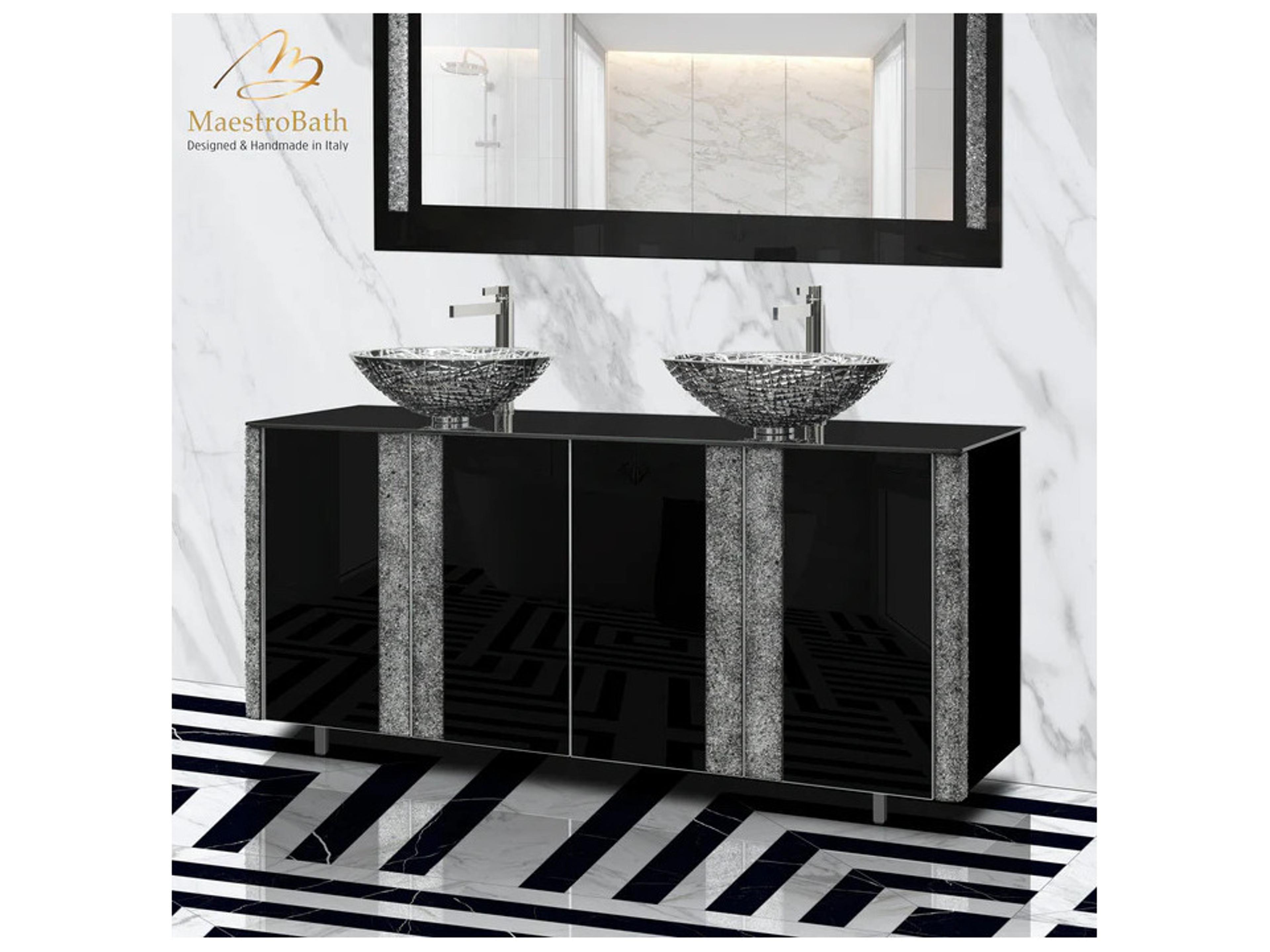Maestro BathQuiete Principe Luxury Crystal Vetro Double Vanity