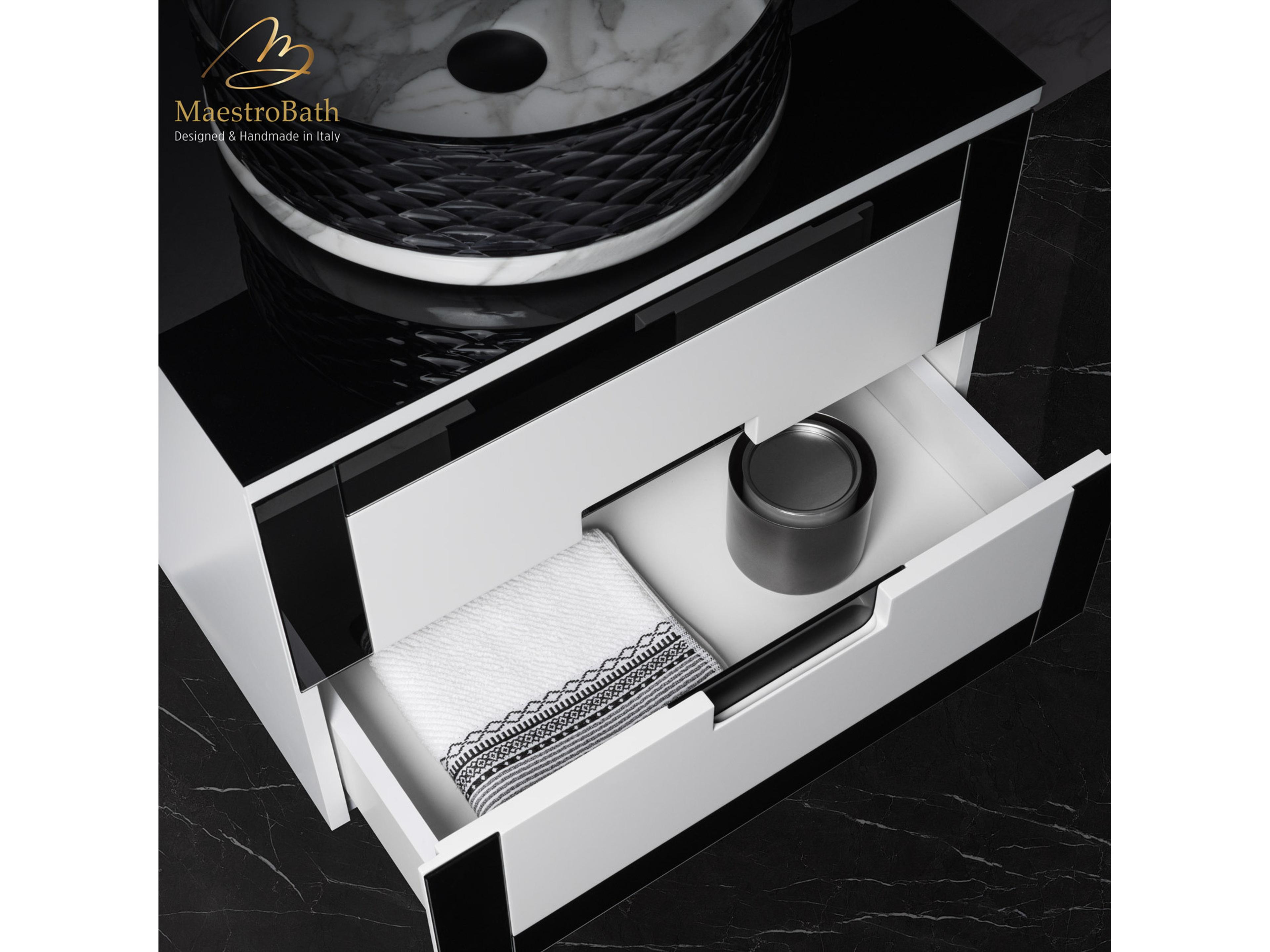 Maestro BathEleganza Luxury Bathroom Vanity  Black And White  24