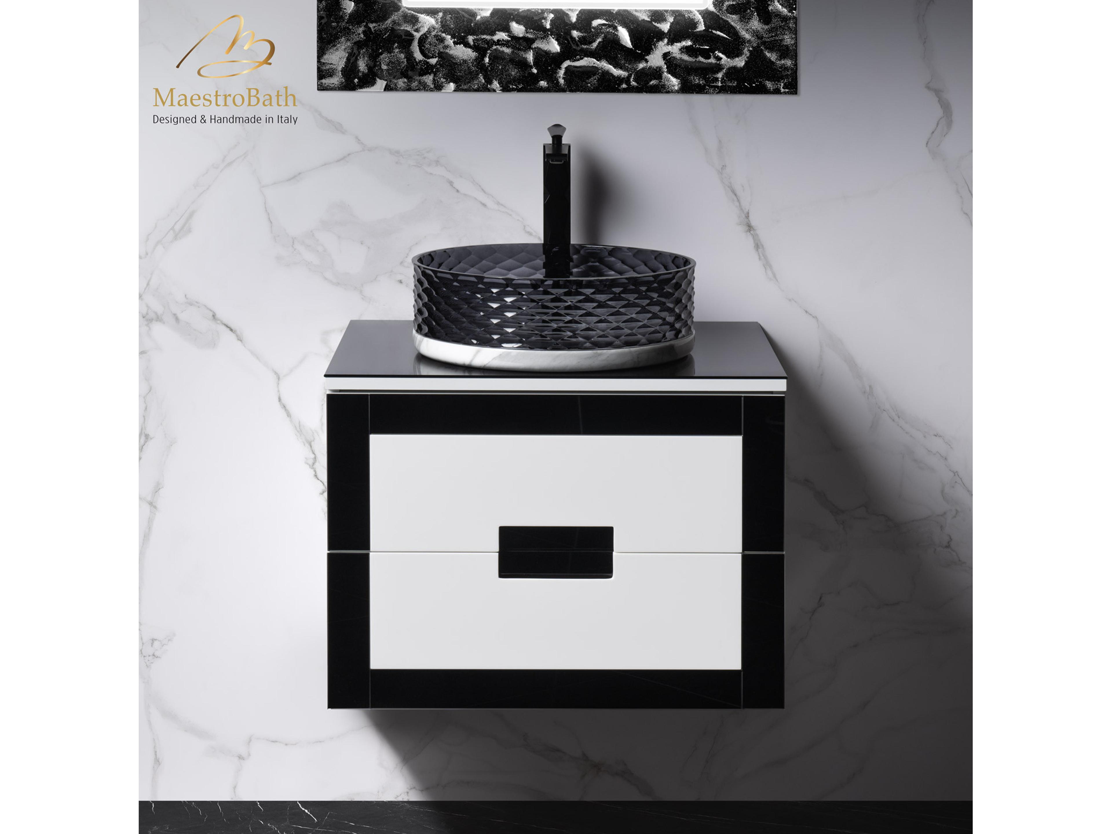 Maestro BathEleganza Luxury Bathroom Vanity  Black And White  24