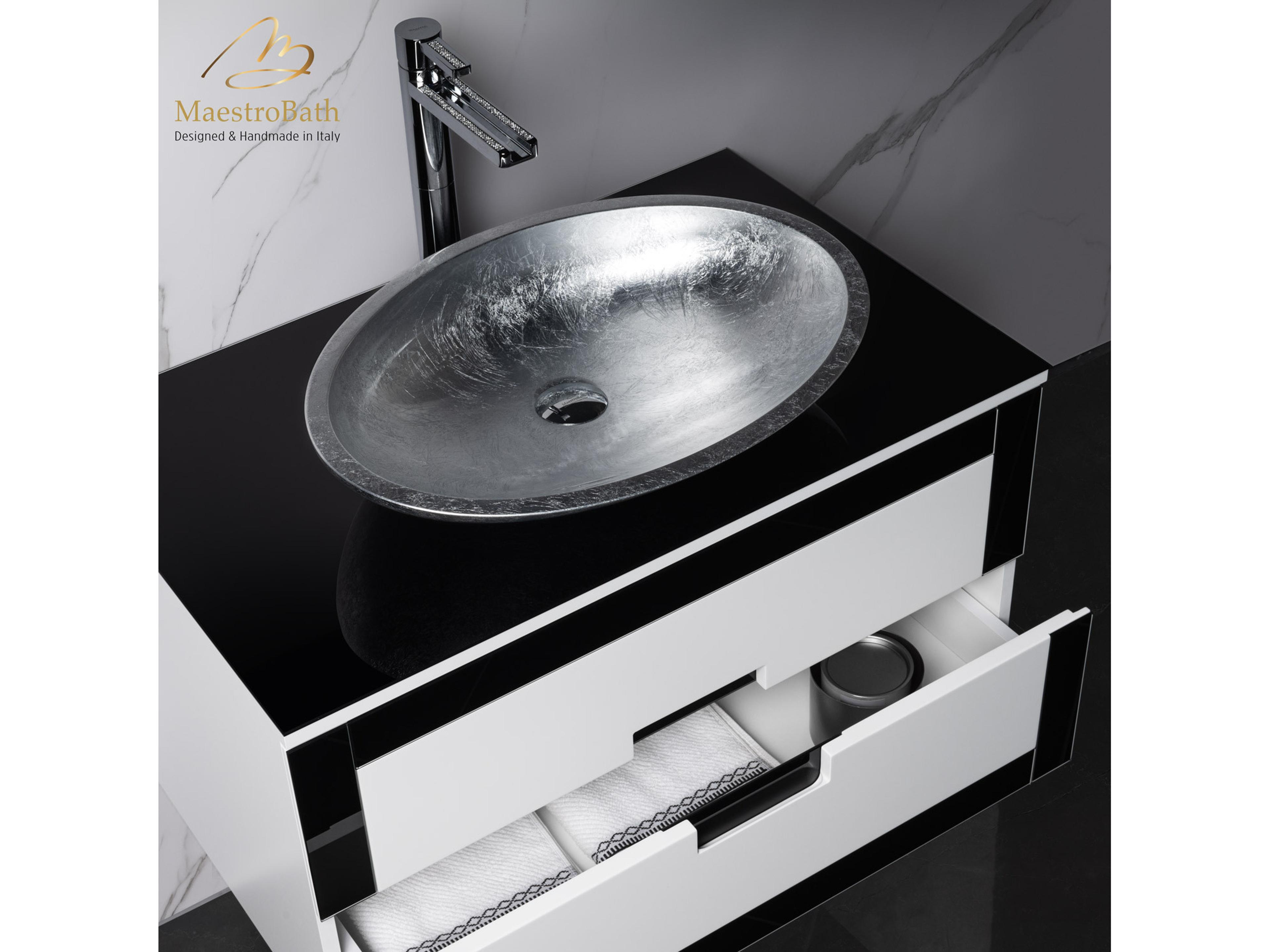 Maestro BathEleganza Luxury Bathroom Vanity  Black And White  32