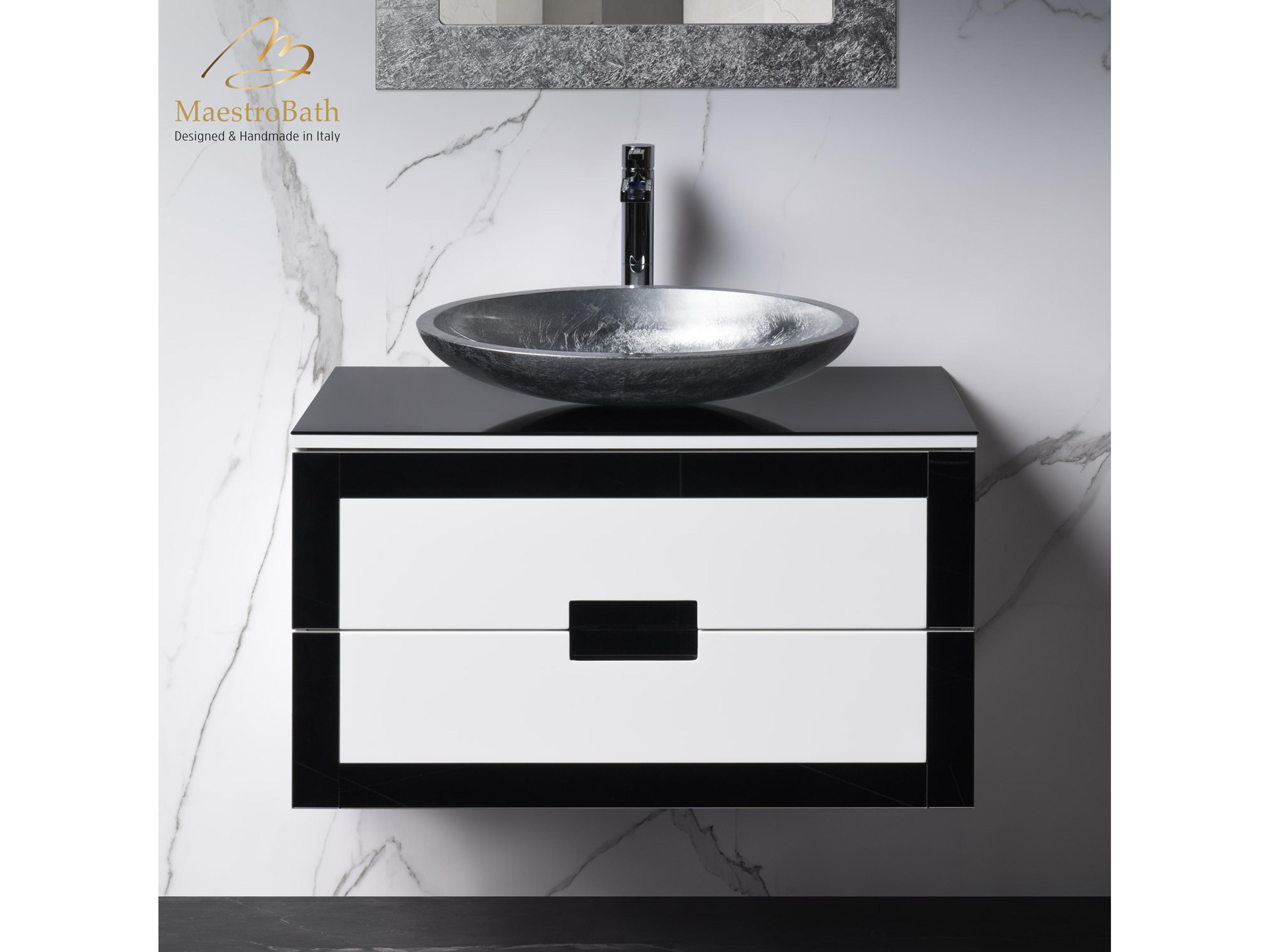 Maestro BathEleganza Luxury Bathroom Vanity  Black And White  32