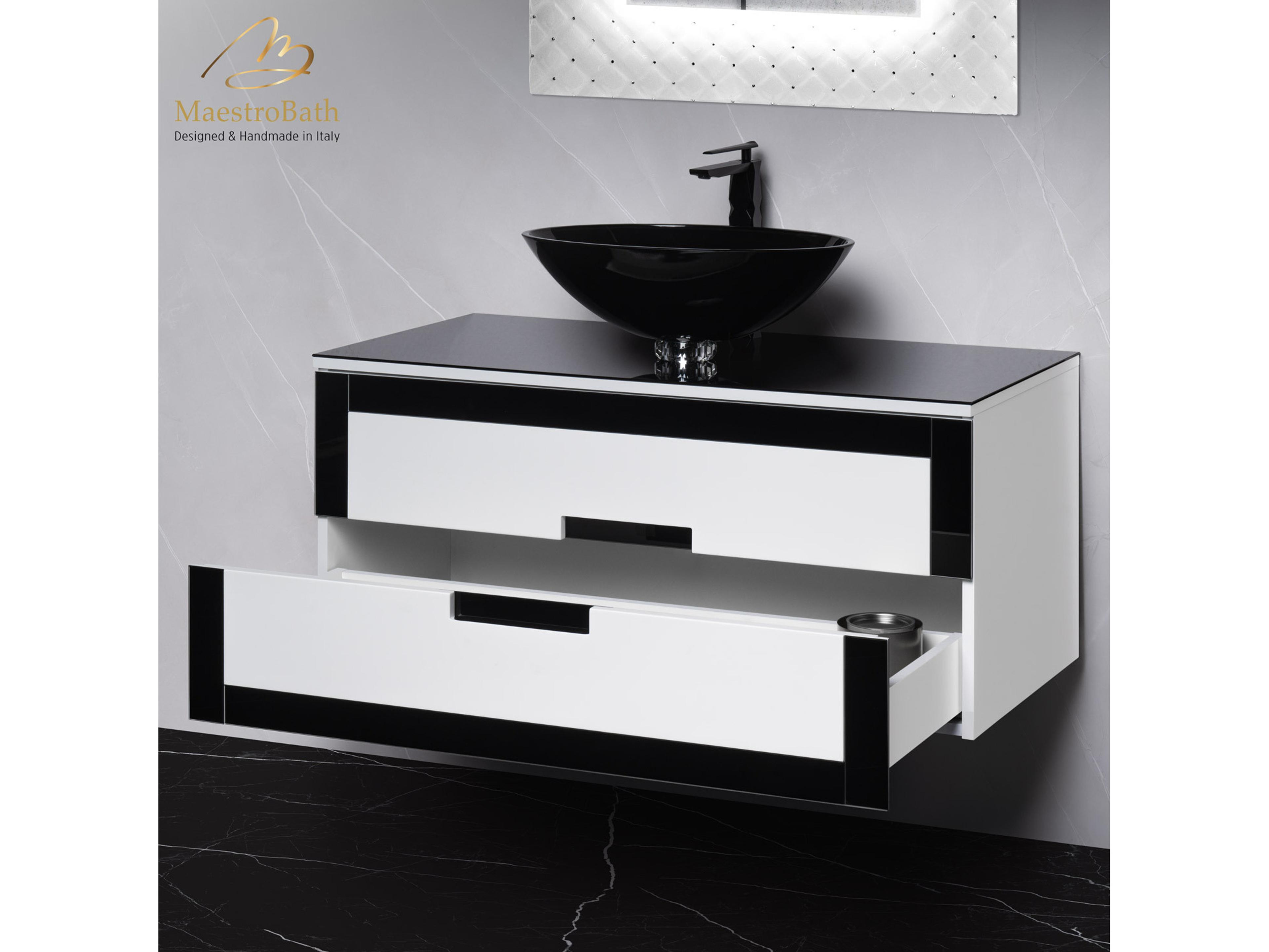 Maestro BathEleganza Luxury Bathroom Vanity  Black And White  40