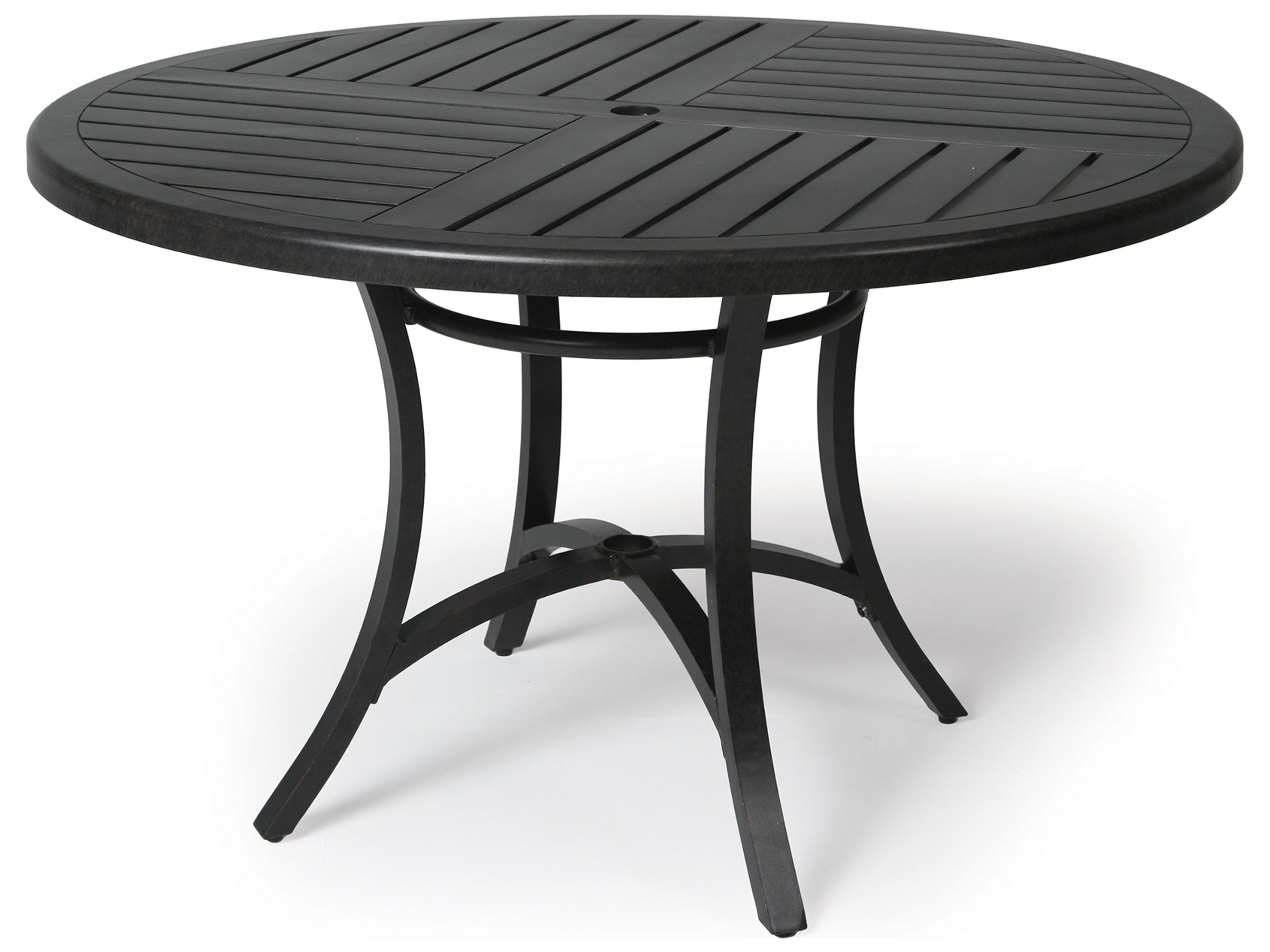 Fulton Round Outdoor Patio Dining Table with Umbrella Hole