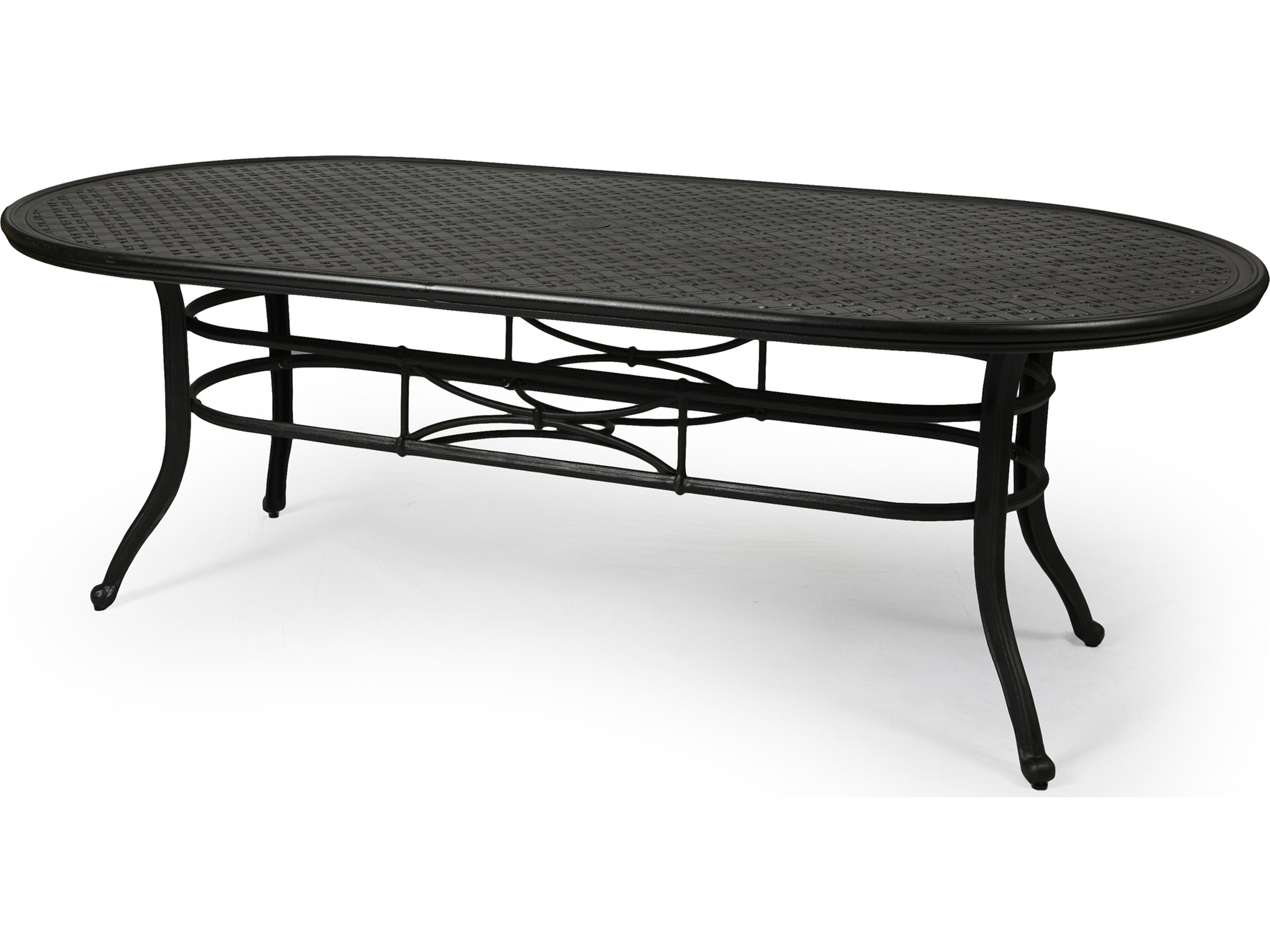 Napa Oval Outdoor Patio Dining Table with Umbrella Hole