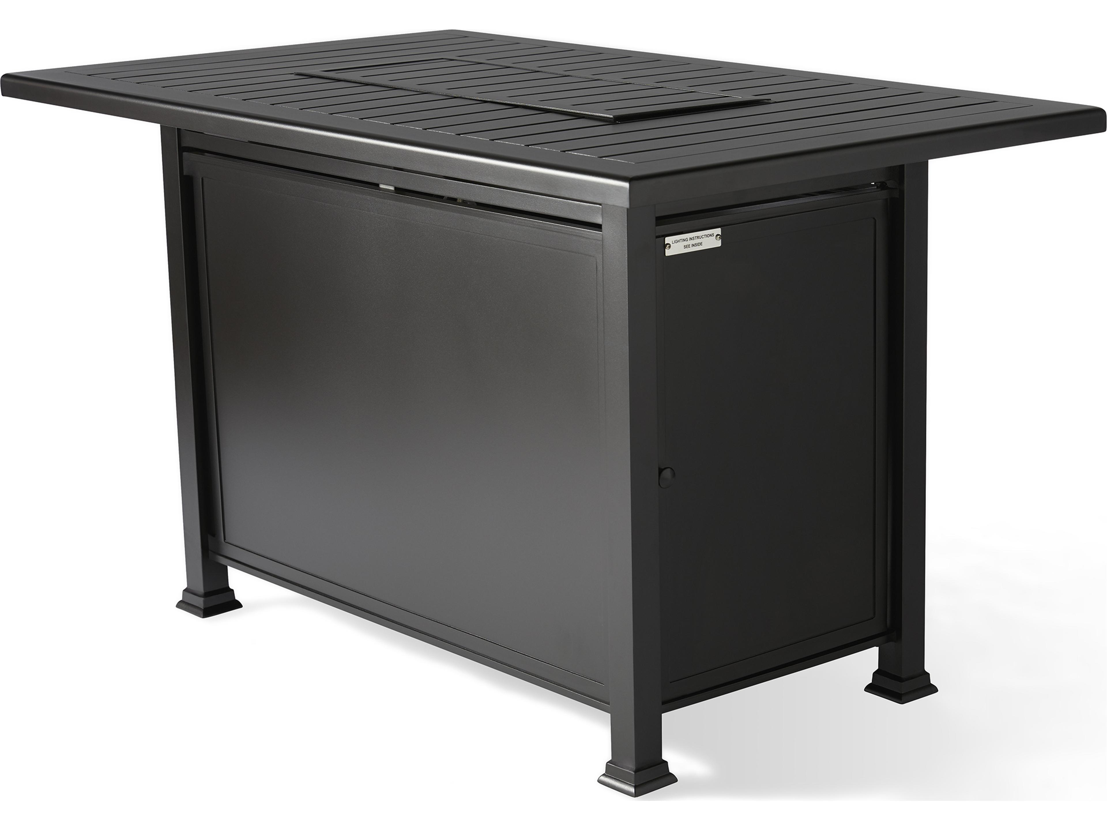 Pasa Robles Outdoor Patio Fire Pit Tables F-top Aluminum Rectangular Outdoor Patio Fire Pit Table