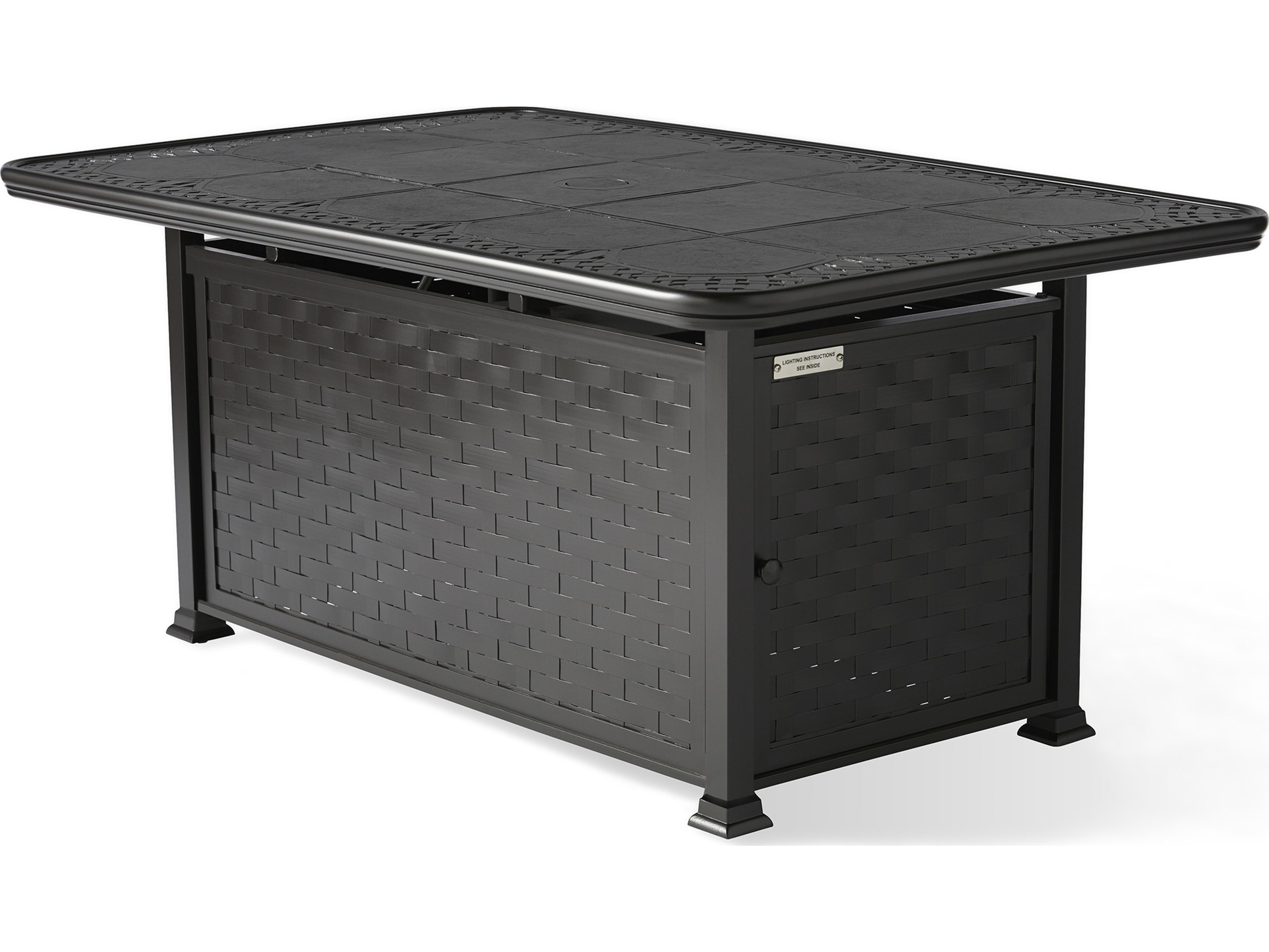 Cambria Outdoor Patio Fire Pit Tables Cast Aluminum Rectangular Outdoor Patio Fire Pit Table