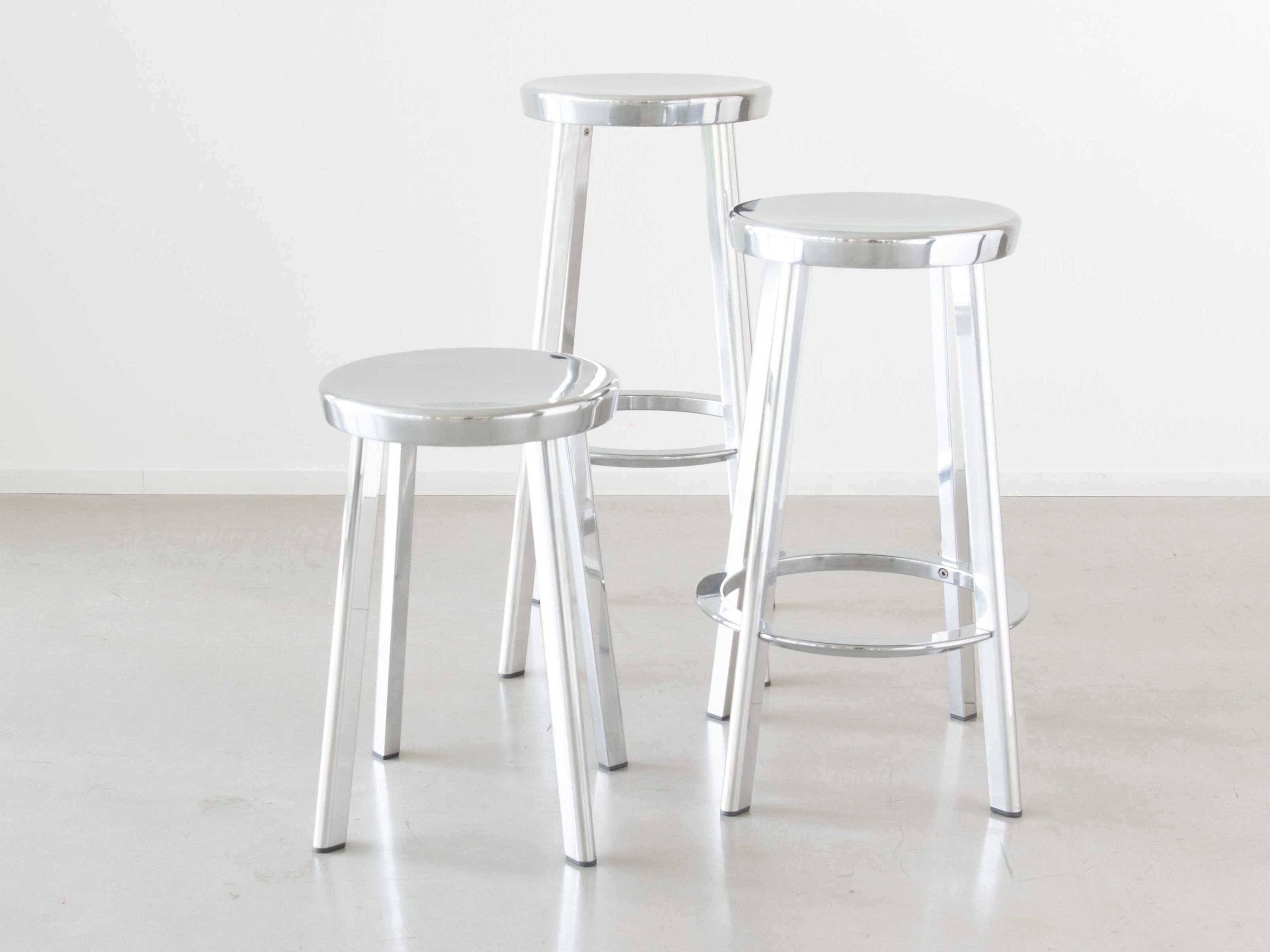 Magis Outdoor Deja-vu Polished Aluminum Metal Bar Stool