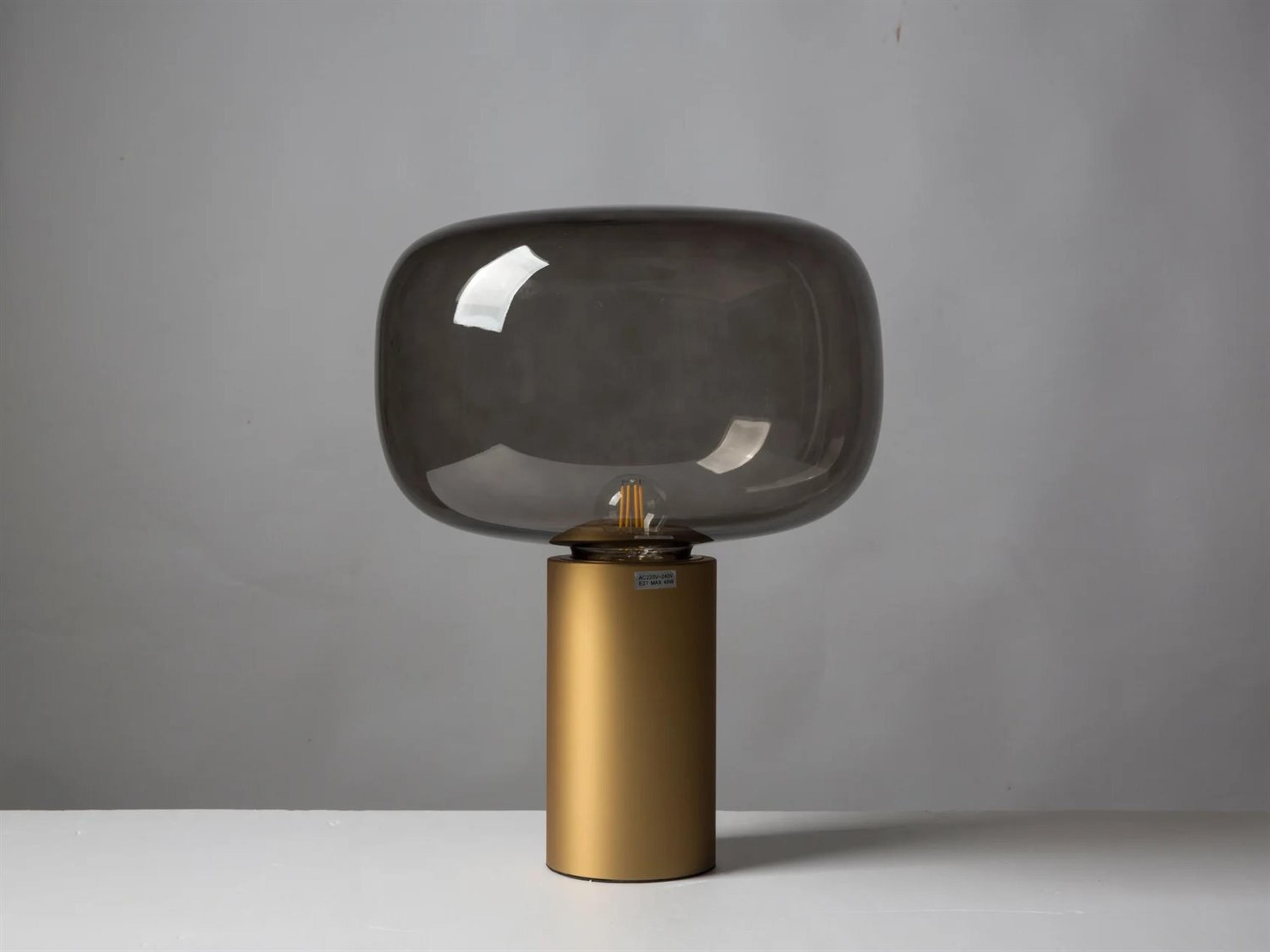 Glow Smoley Grey Glass Aluminum Gold Table Lamp